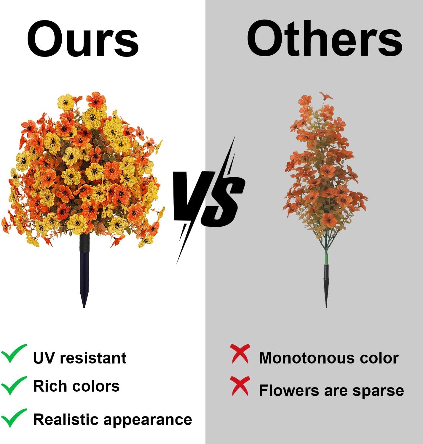 Outdoor Fall Artificial Flowers 2 Pack Topiary Bushes with Ground Stakes