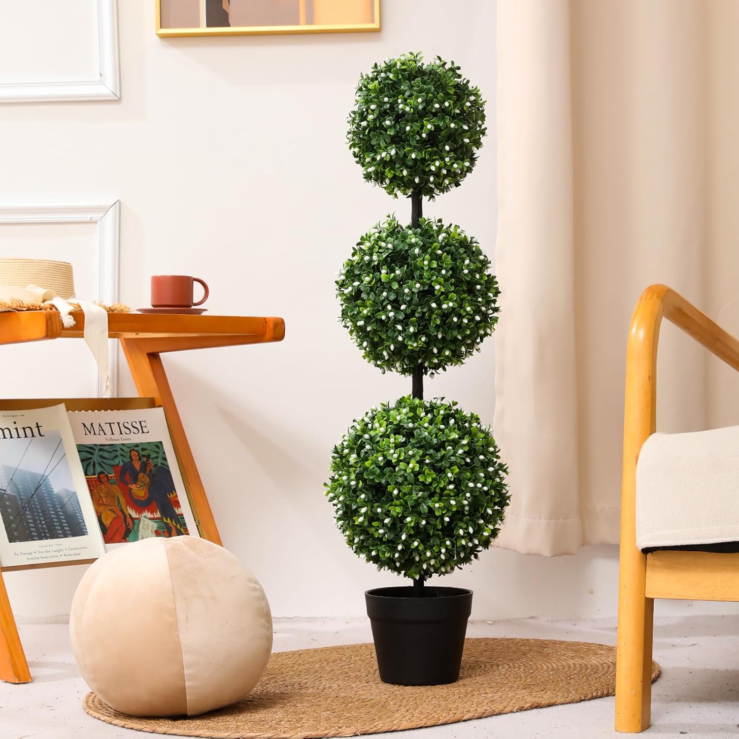 LUWENER 3FT Artificial Boxwood Topiary Set