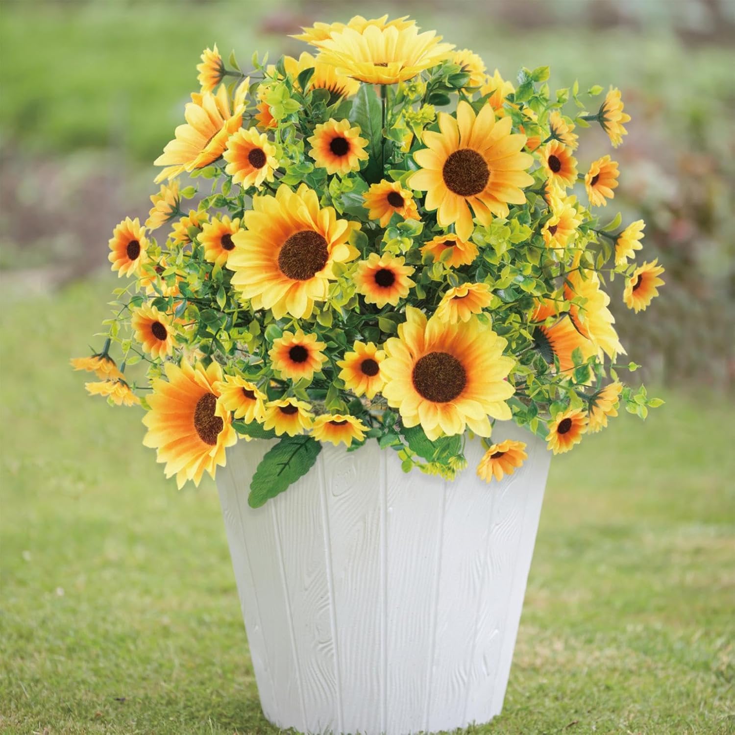 21 Inch Sunflower Artificial Topiary Tree Outdoor Decor