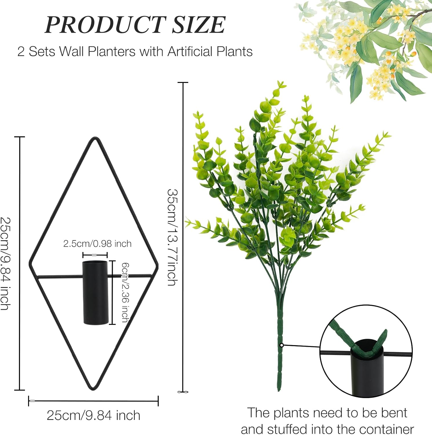 3 Pcs Wall Plants Artificial Decor Eucalyptus Set