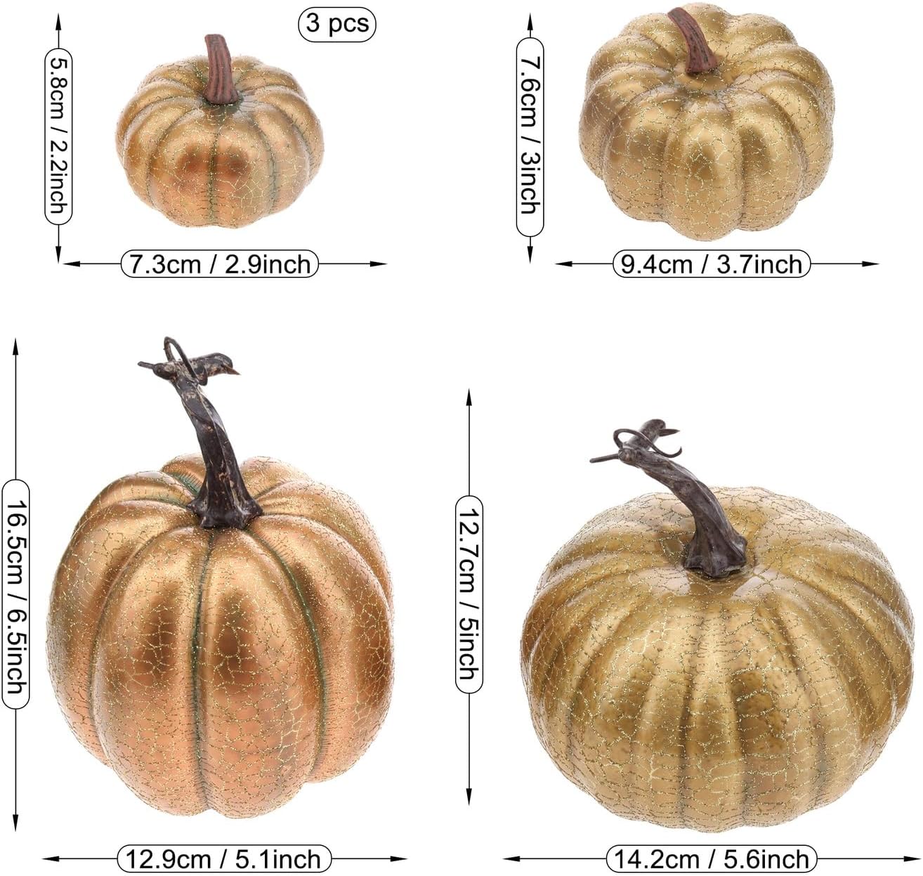 6 Pcs Gold Artificial Pumpkin Halloween Decor