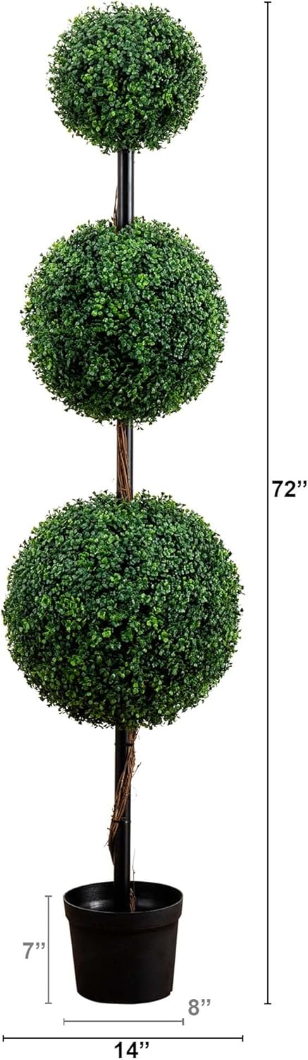Nearly Natural 6ft Artificial Triple Ball Boxwood Topiary Tree