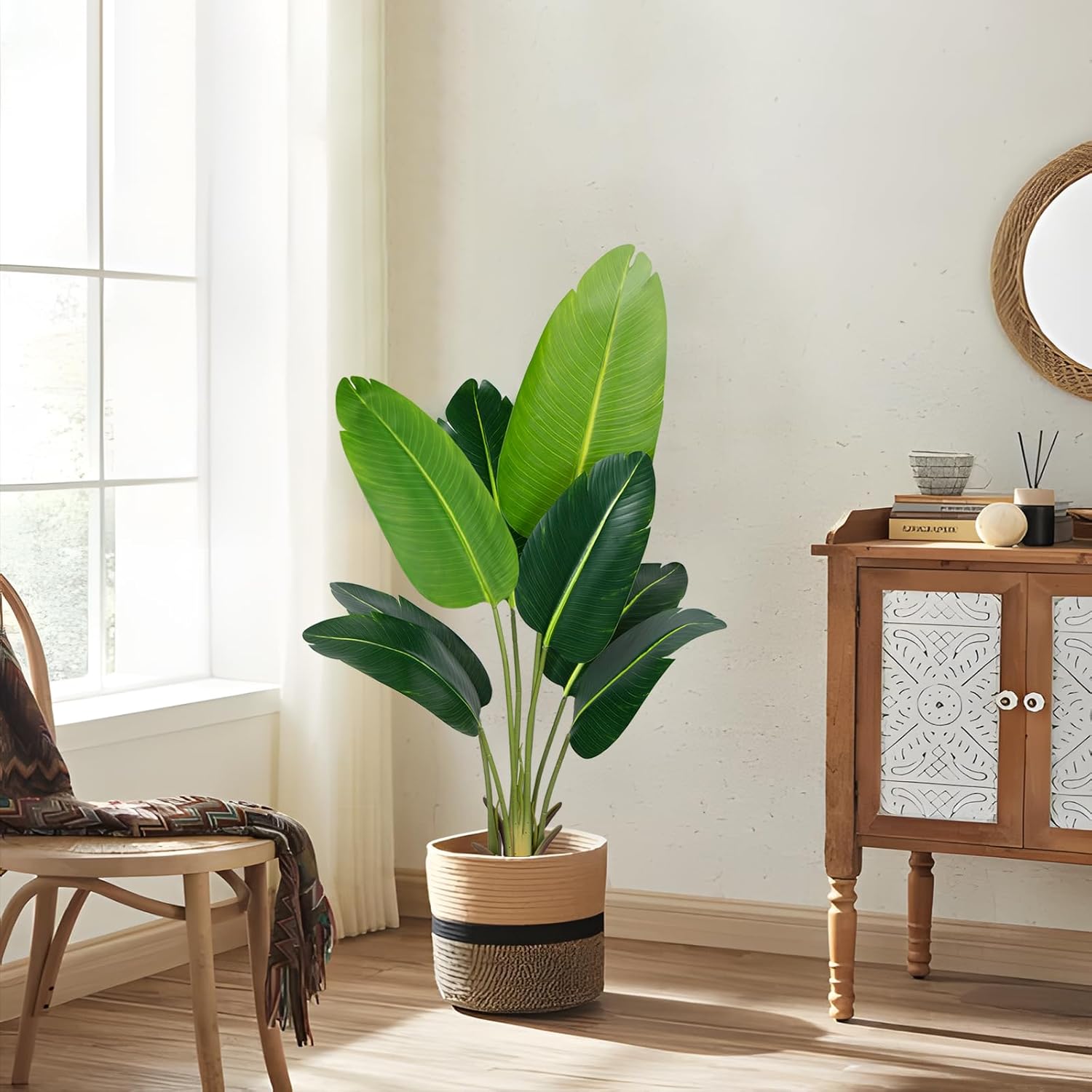 CETRD Artificial Bird of Paradise Plant 4ft 2Pcs Fake Tree Set