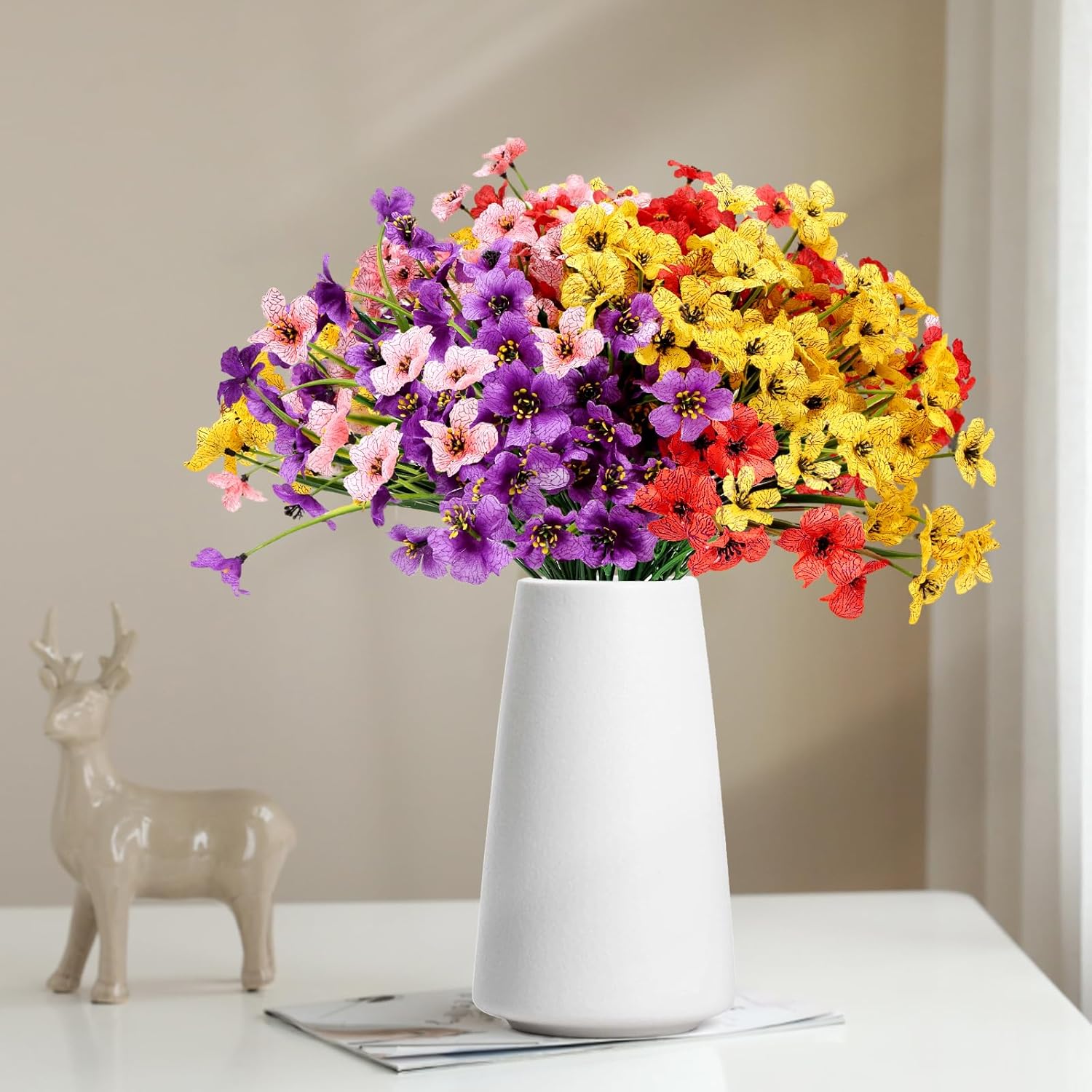 Geegoods Artificial Flowers 32 Bundles UV Resistant Outdoor Decor