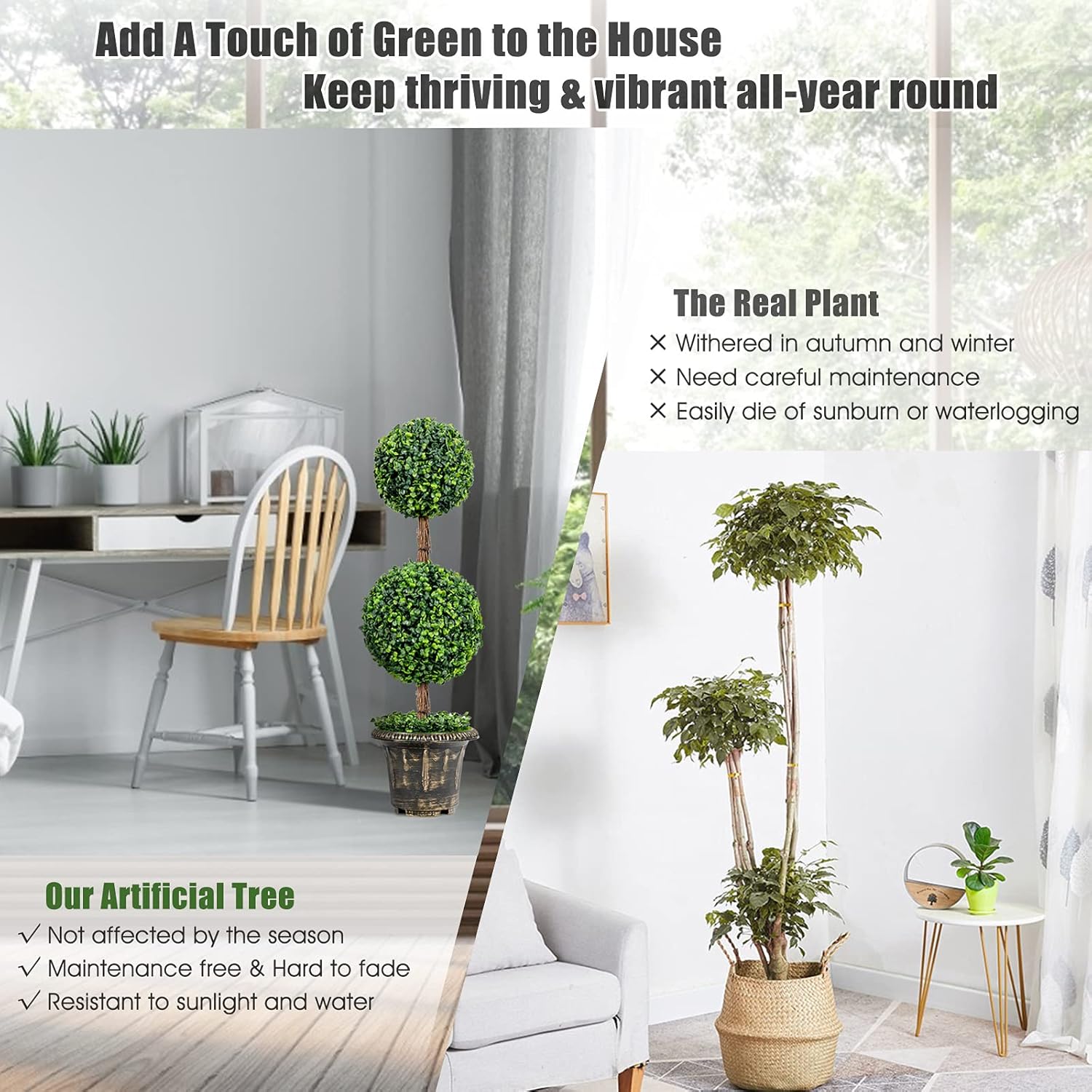 Goplus 3 Ft Artificial Boxwood Topiary Tree