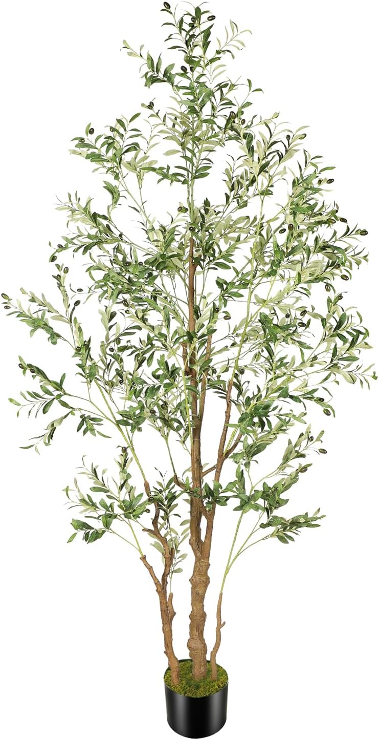 OXLLXO 82ft Artificial Olive Tree with Plastic Pot