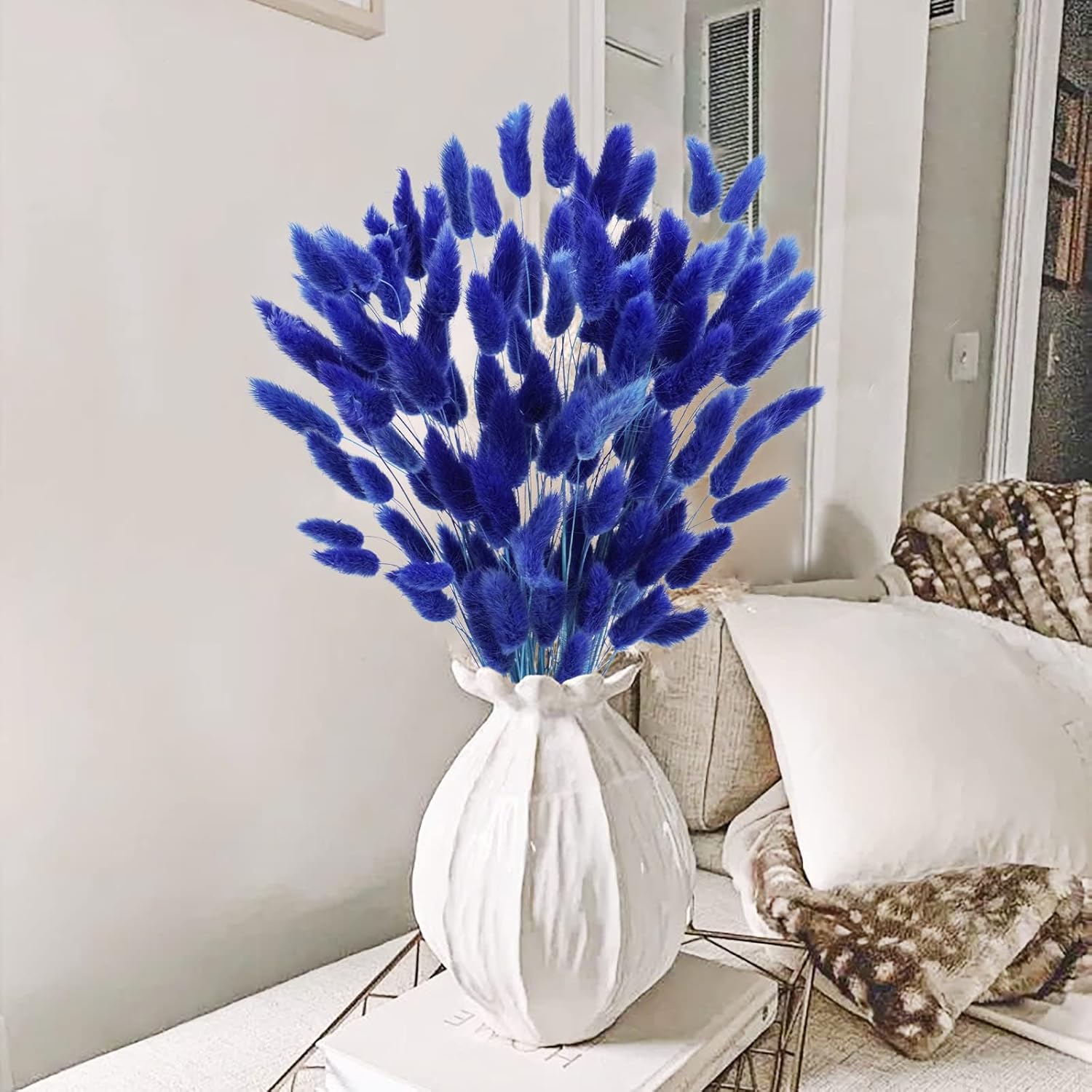 Uieke 17 Inch Natural Bunny Tails Dried Flowers 120 Pcs
