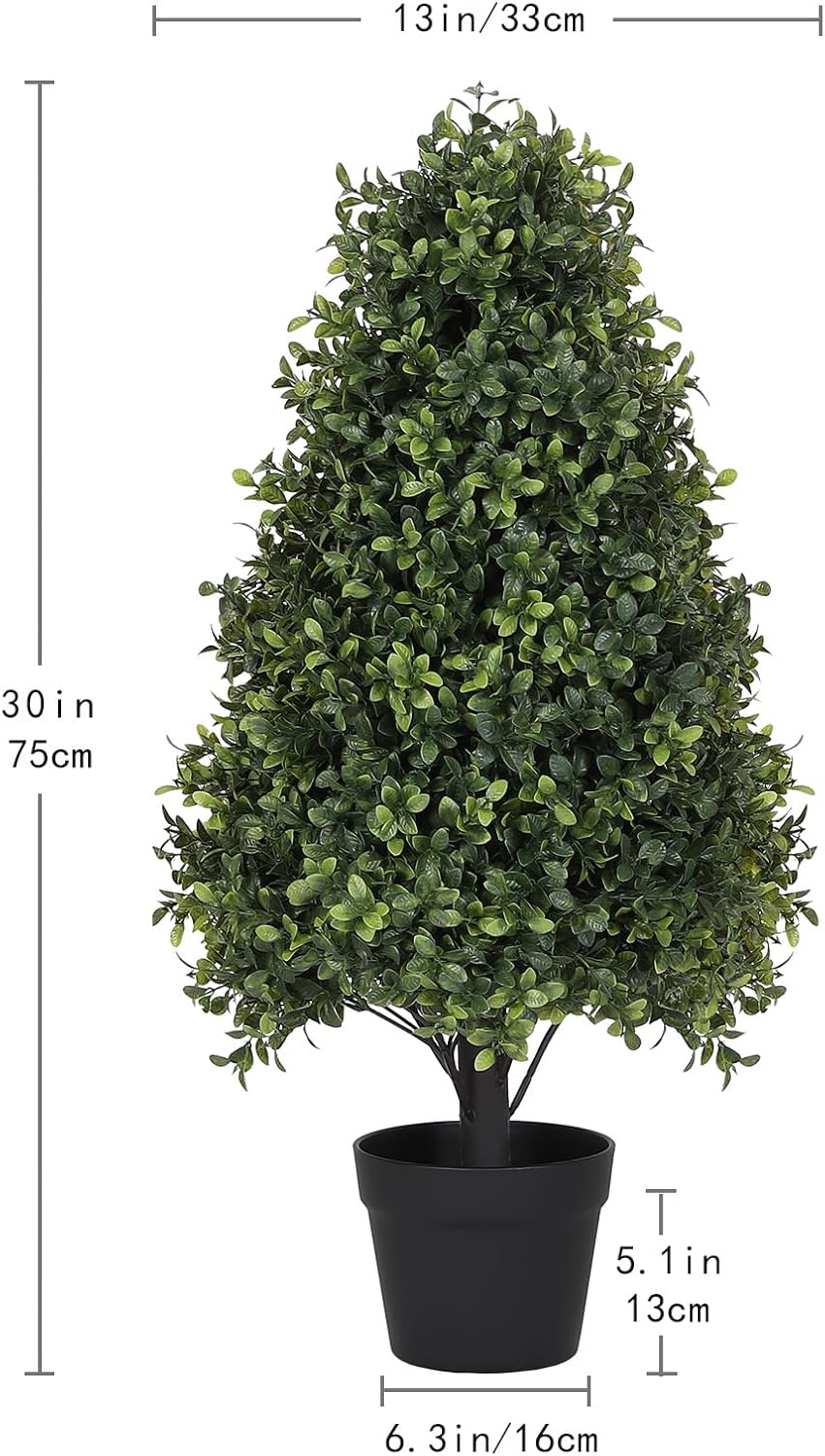 Azoco 30 Inch Artificial Boxwood Topiary Trees Set of 2