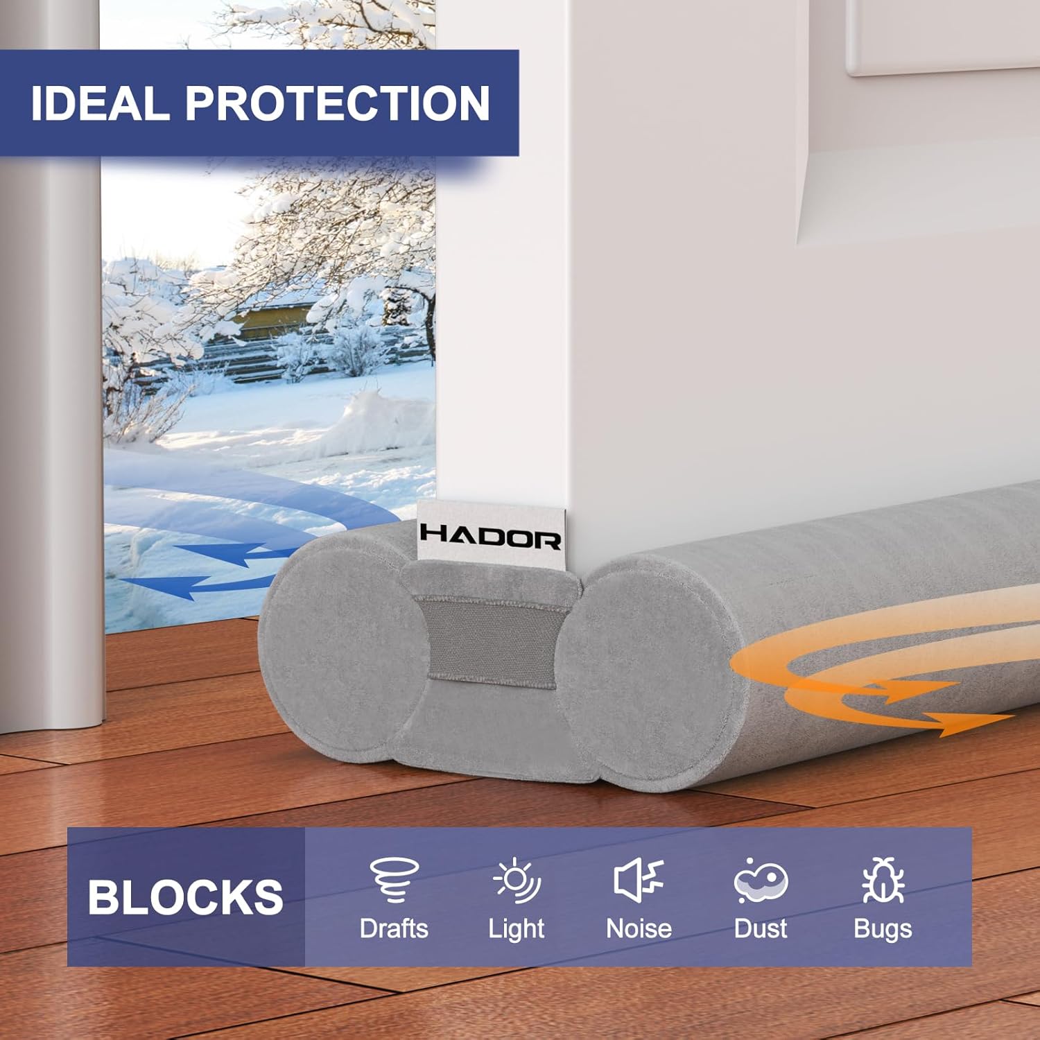 HADOR Door Draft Stopper 36 Inch Under Door Gap Sealer Grey