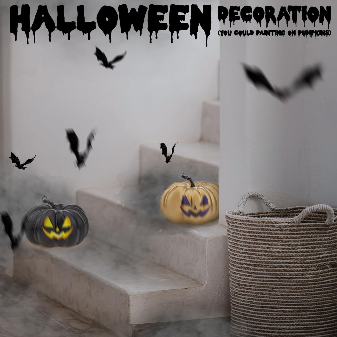 77 Inch Artificial Black Halloween Pumpkin Decoration
