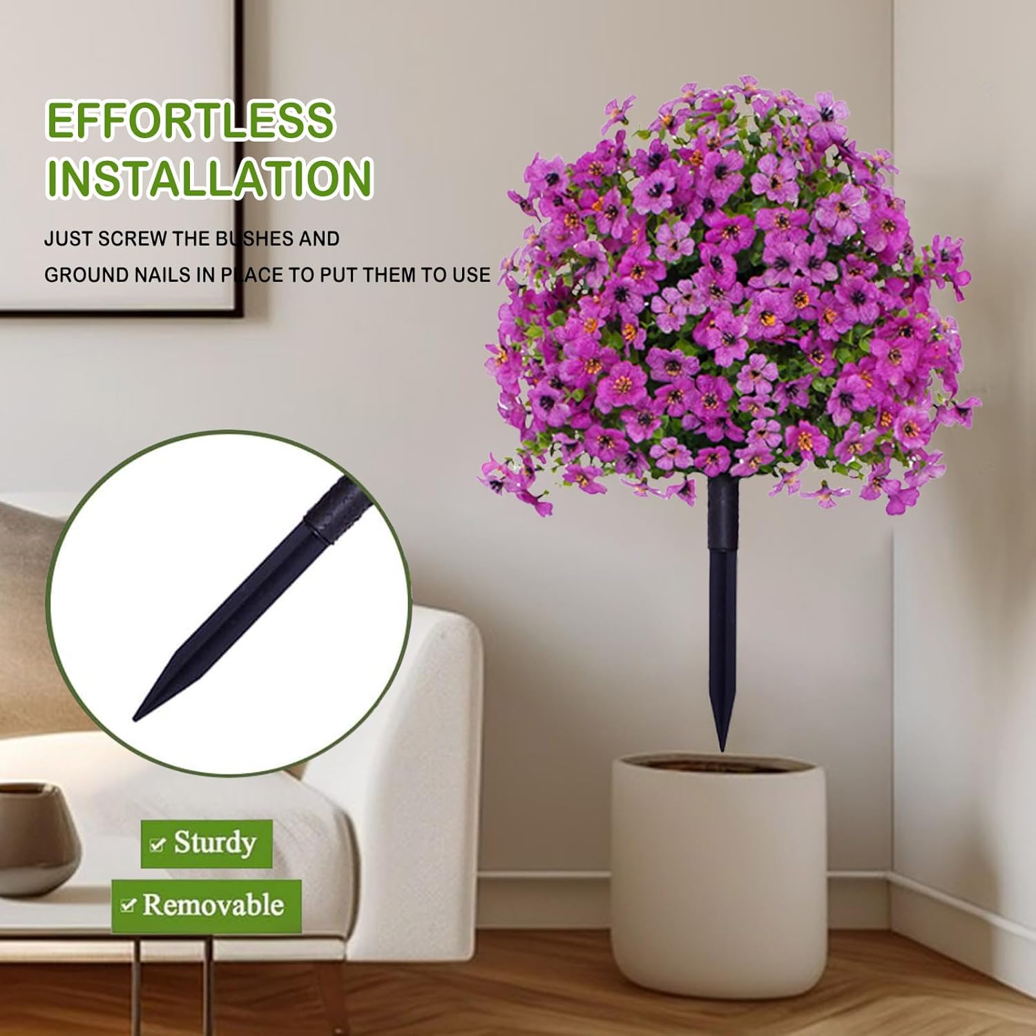 23in Artificial Violet Topiary Tree with Ground Spike