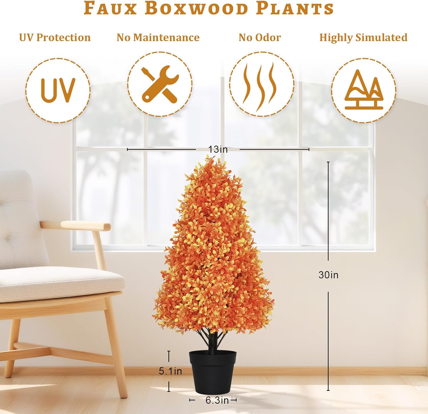 30 Inch Fall Boxwood Topiary Artificial Outdoor Set of 2