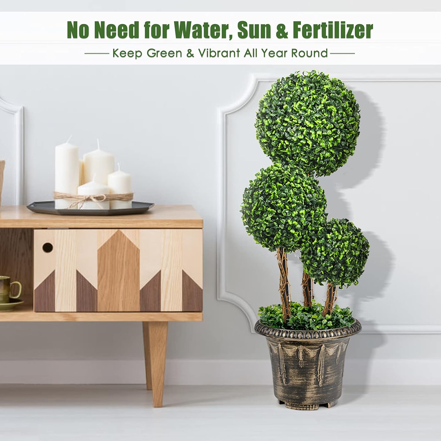 Goplus 25 Ft Artificial Boxwood Topiary Decor