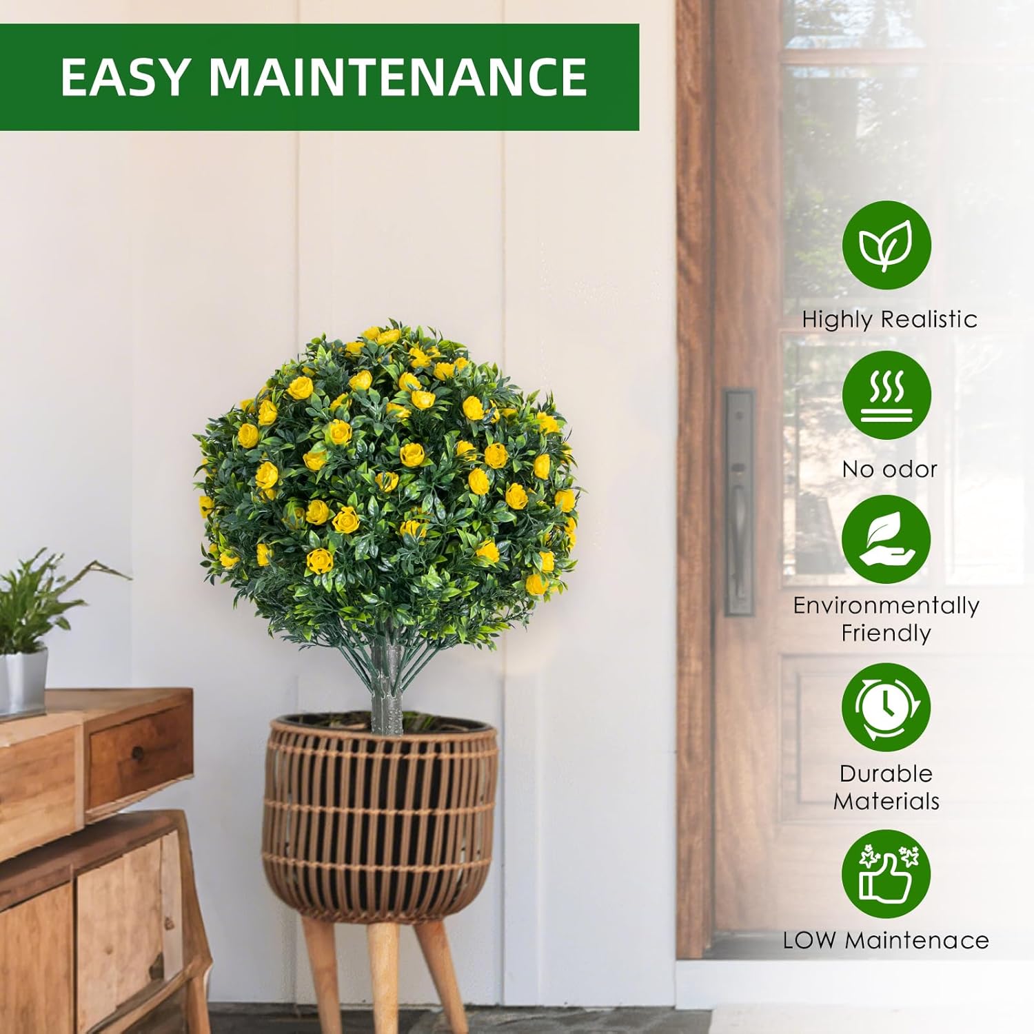 GarveeHome 236 Inch Artificial Topiary Set of 2 with Ground Spikes