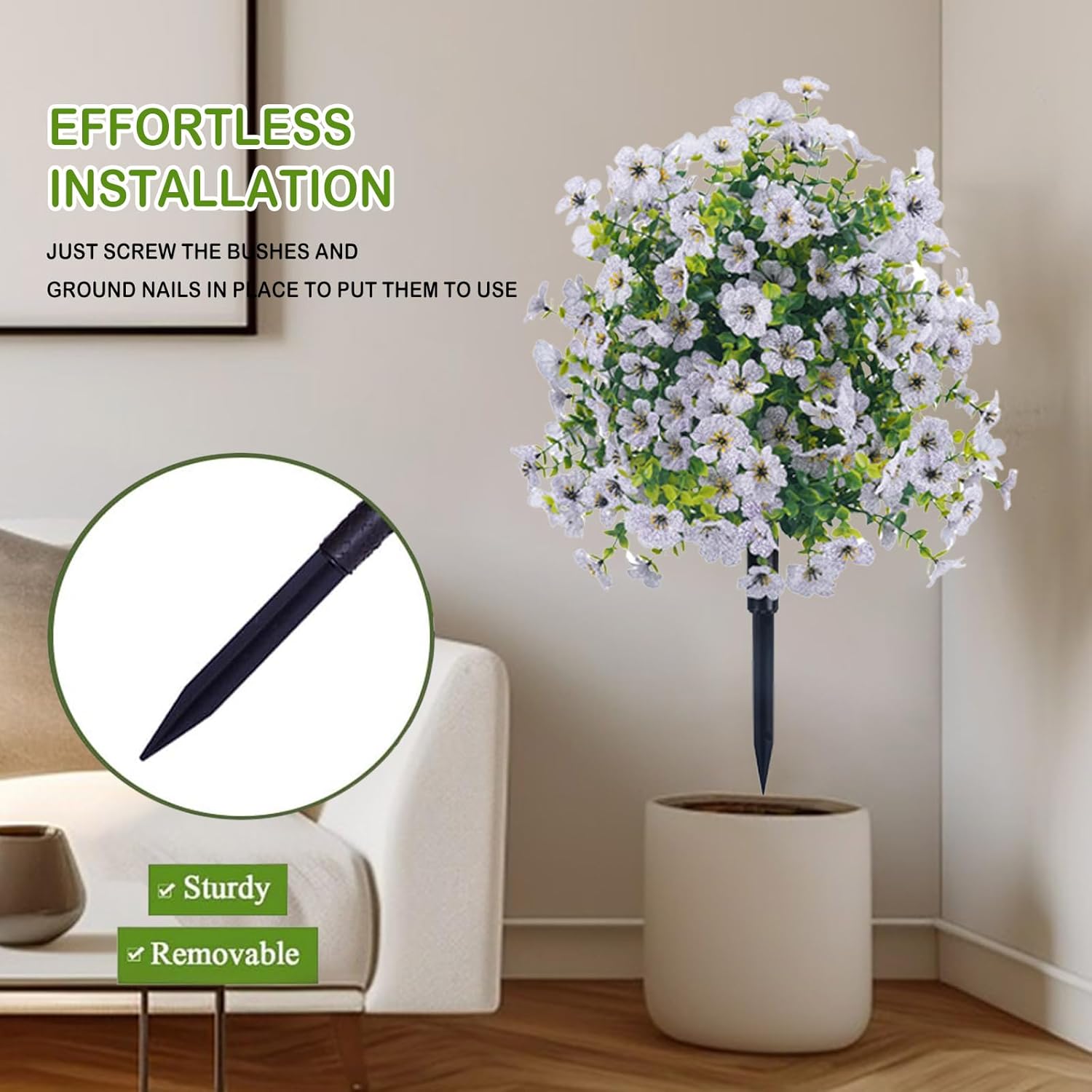 236 Inch White Artificial Violet Topiary Trees 2pc
