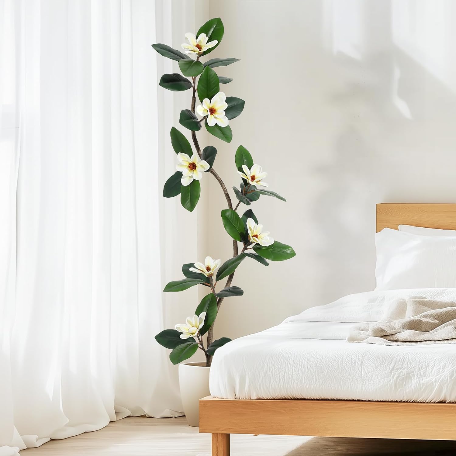 GarveeHome 5FT Rubber Tree Artificial with White Planter Pot