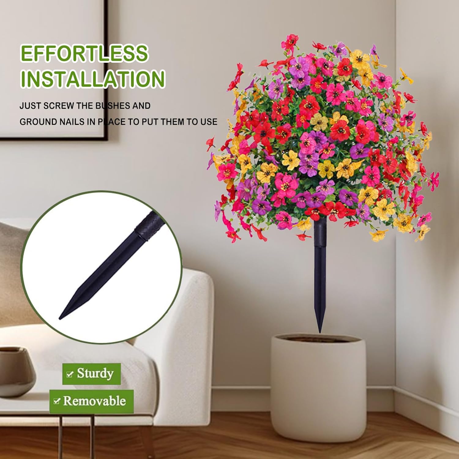 236in Artificial Violet Topiary with Ground Spikes