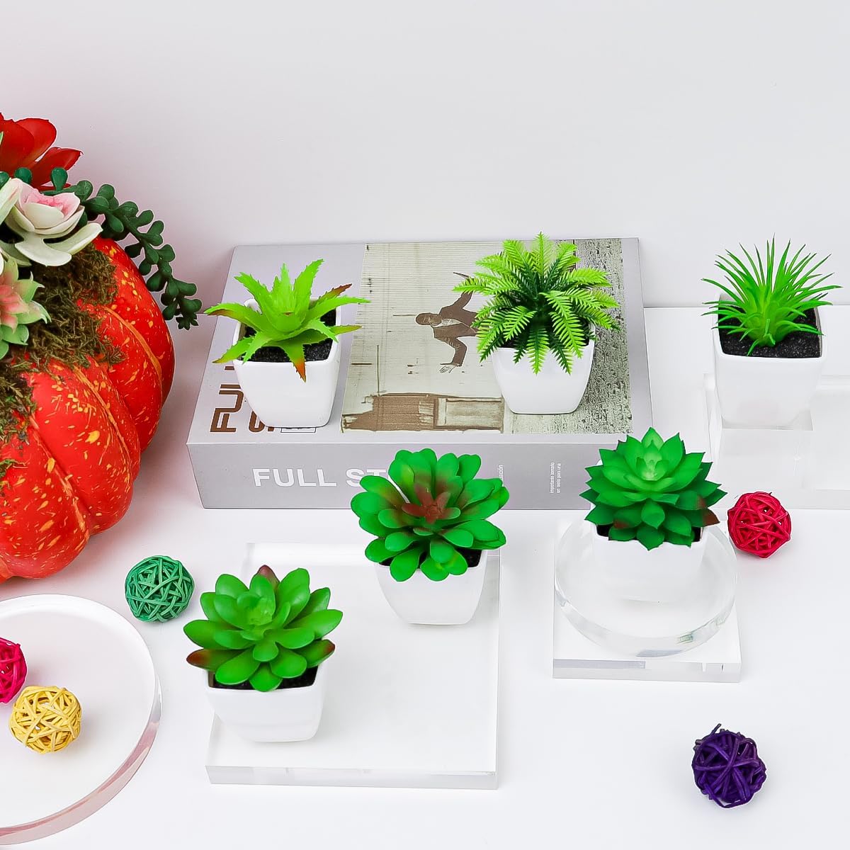 6pcs Artificial Succulent Plants Indoor Decor in Pots