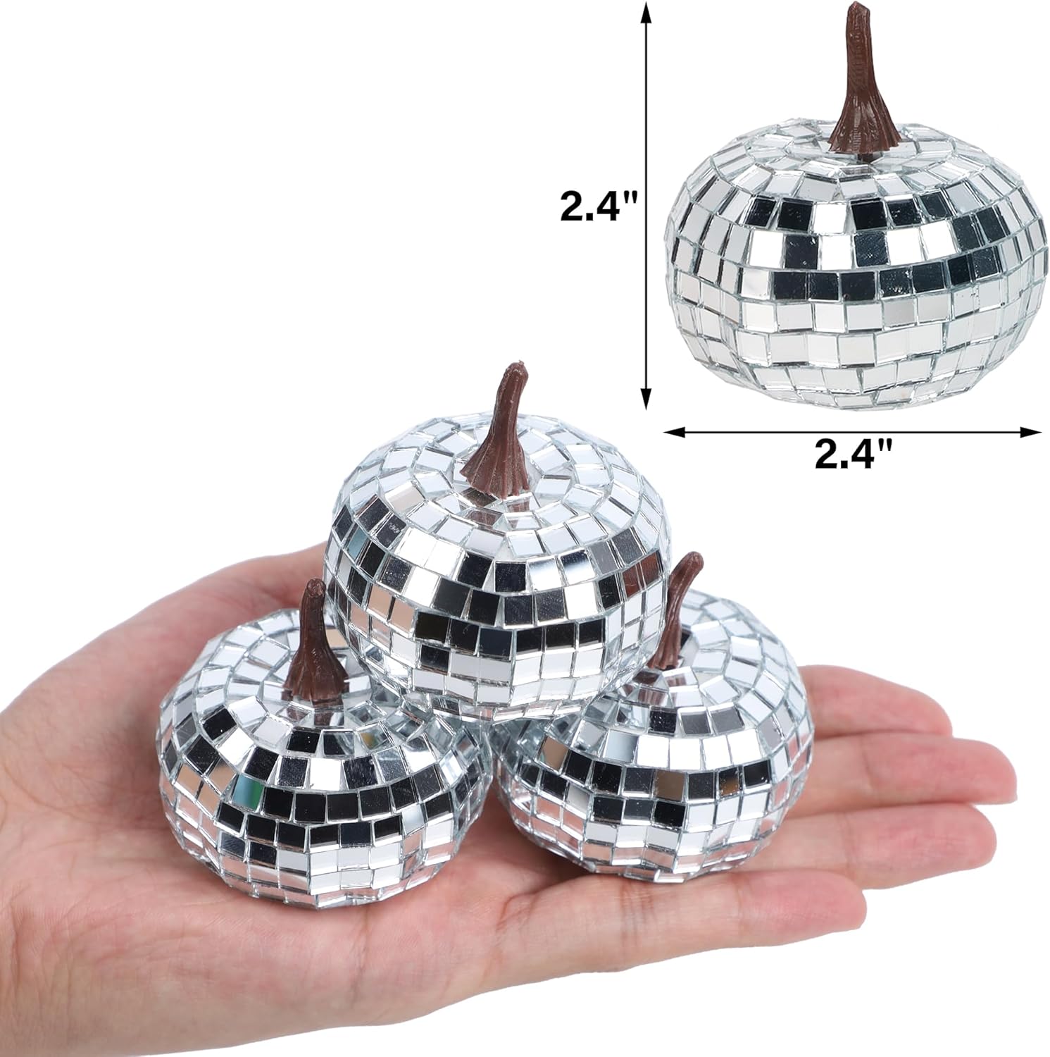 Winemana 12 Pack Silver Glitter Pumpkins Fall Decor