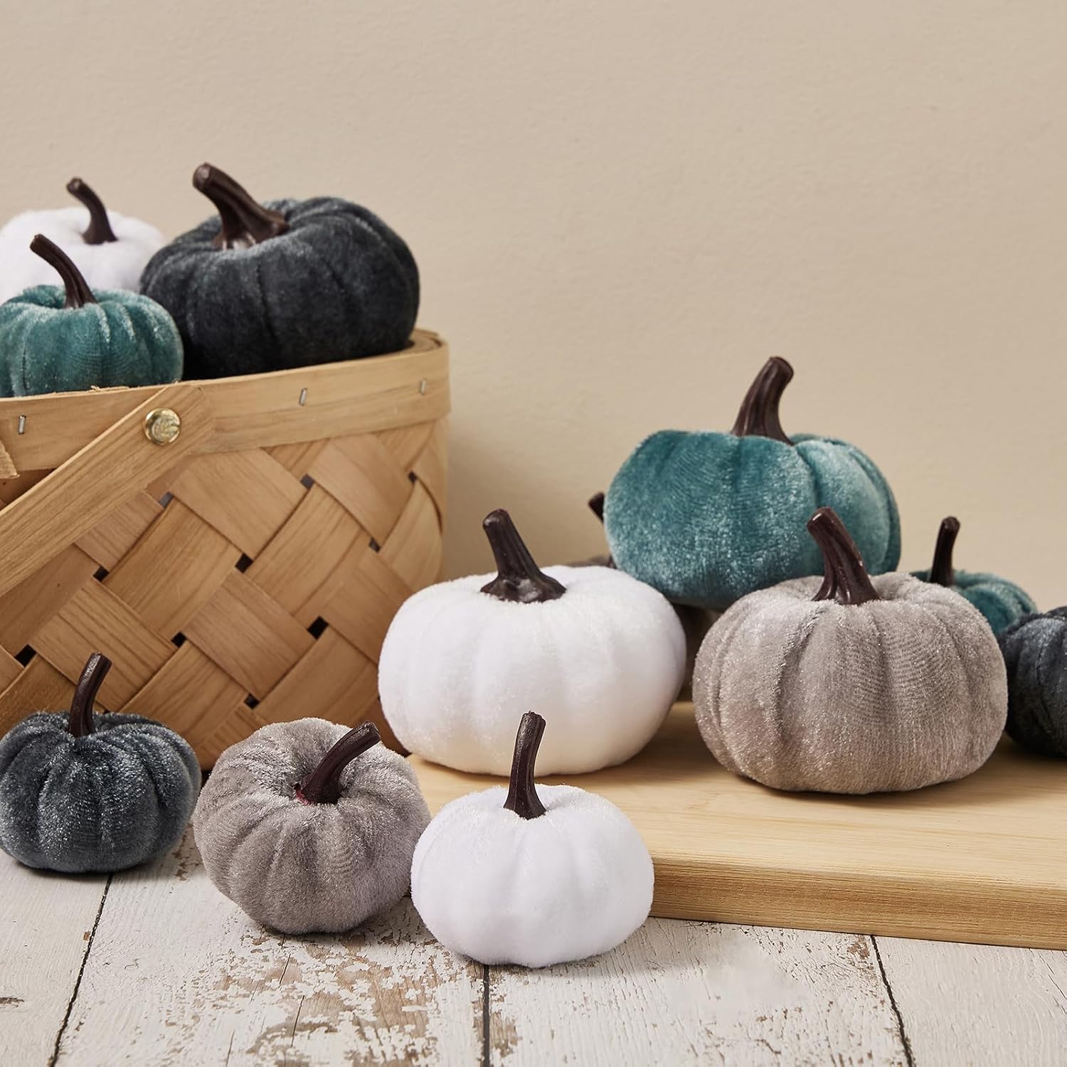12Pcs Velvet Pumpkin Halloween Decorations Assorted 1