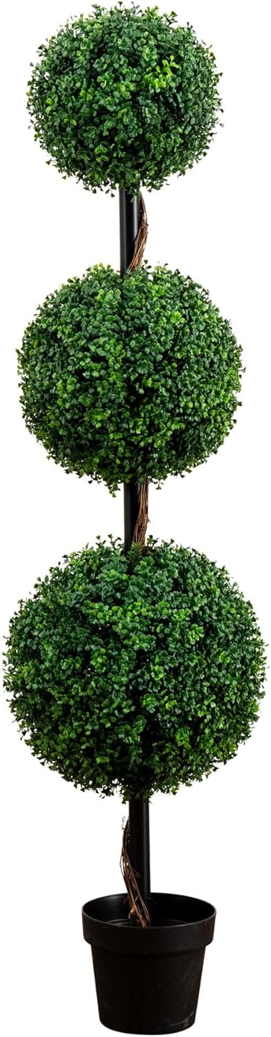 Nearly Natural 5ft Artificial Triple Ball Boxwood Topiary Tree 1