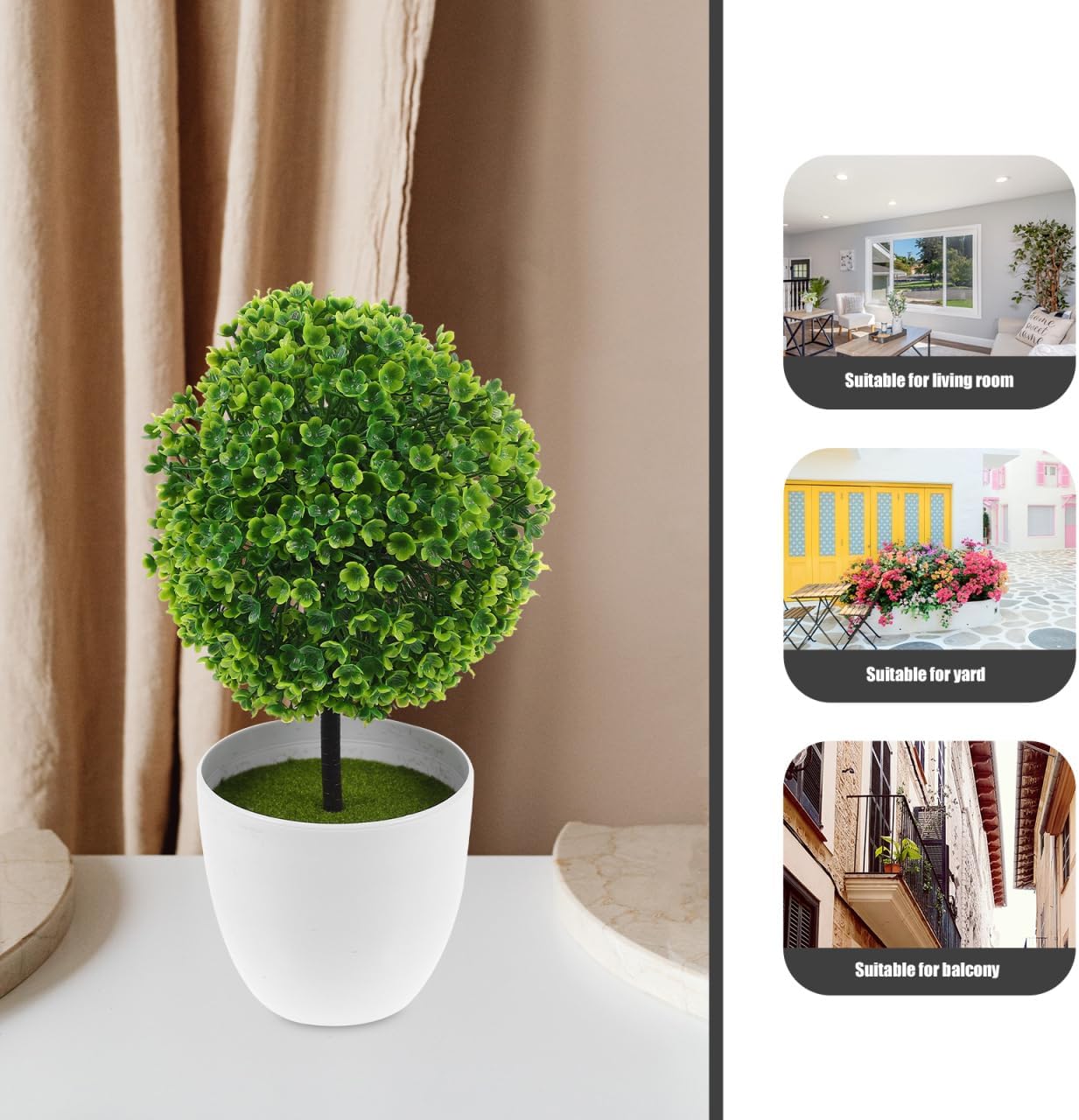 2pcs Artificial Topiary Plants Potted Decor for Home Office