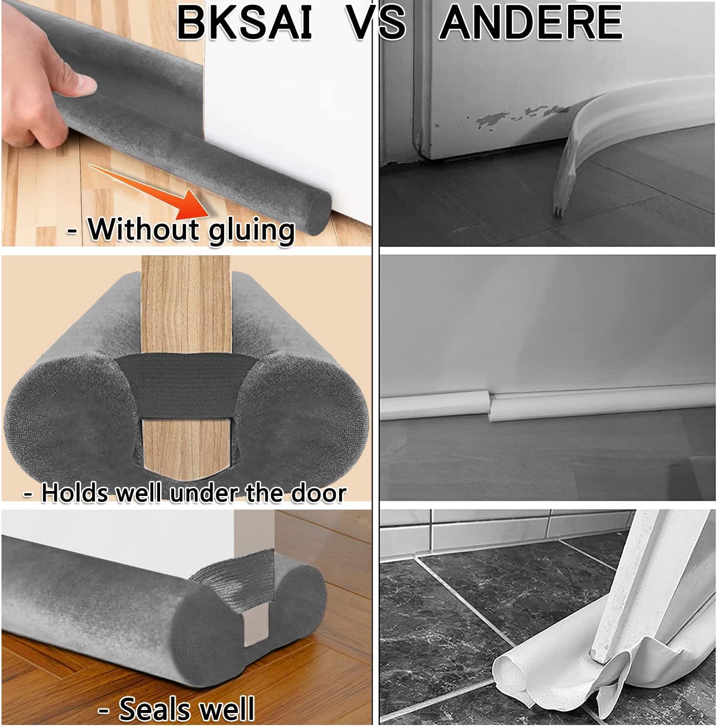 BKSAI Door Draft Stopper No Adhesive 24-29 Inch