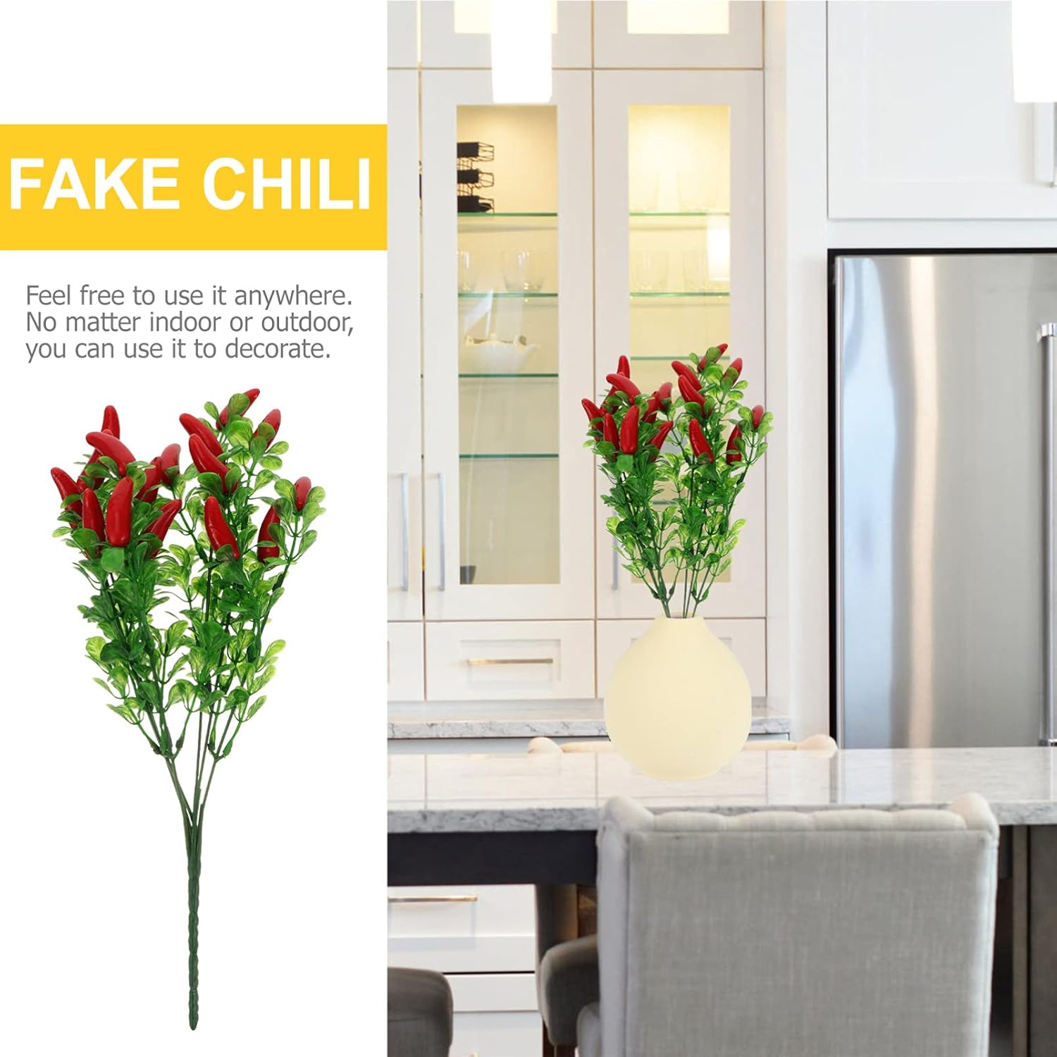 4pcs Vibrant Plastic Chili Pepper Bouquet Artificial Decor
