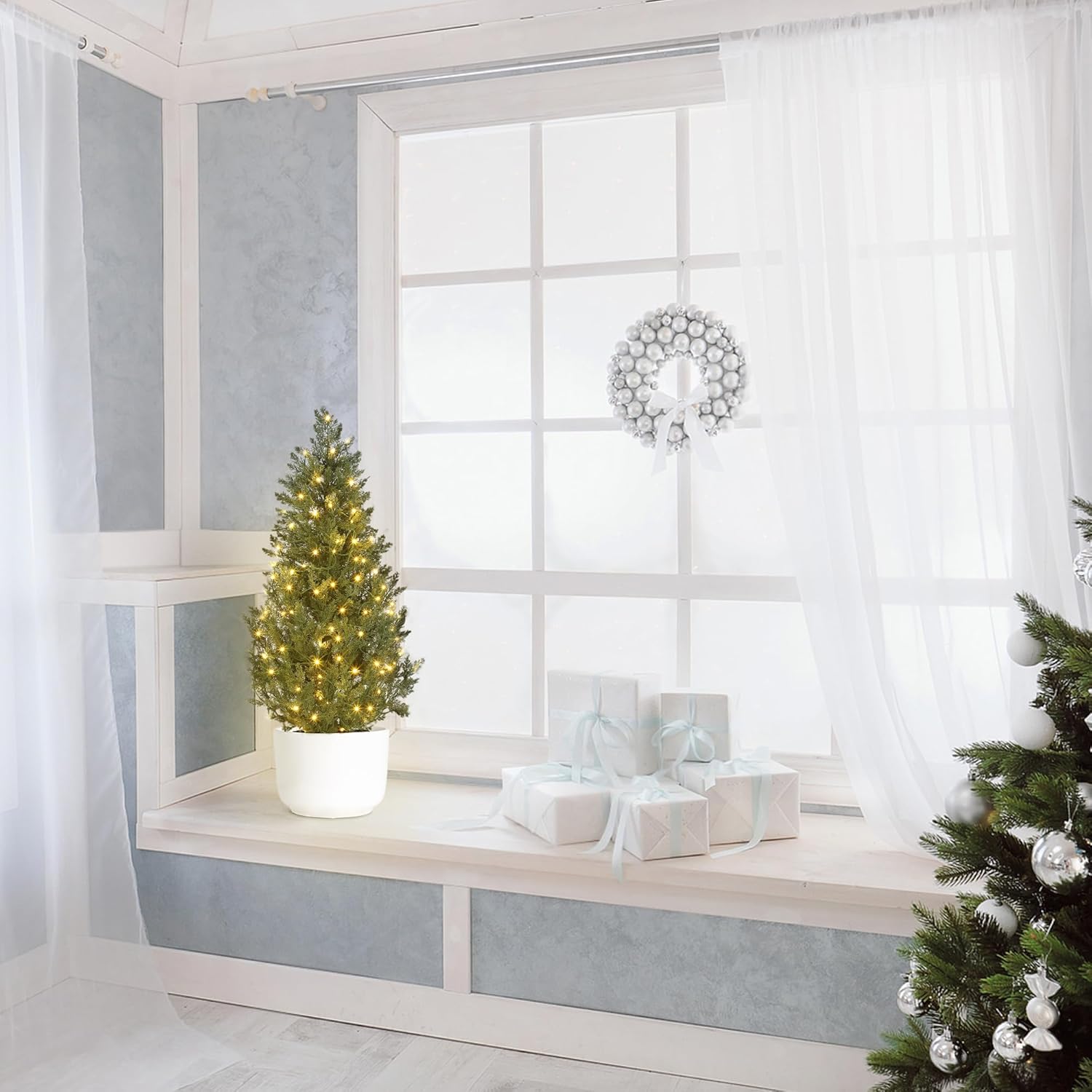 4FT Artificial Cedar Tree with 100 LED Lights and 8 Modes Remote Control