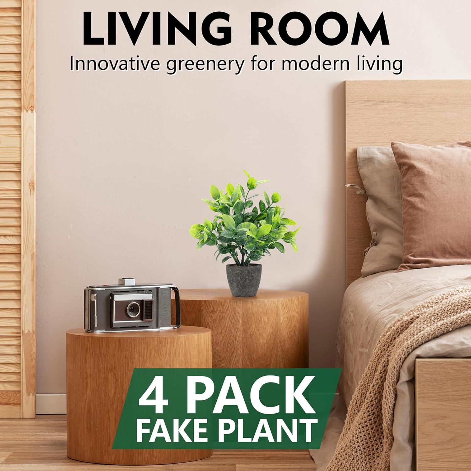 4 Pack Artificial Plants Ceramic Pots Indoor Decor
