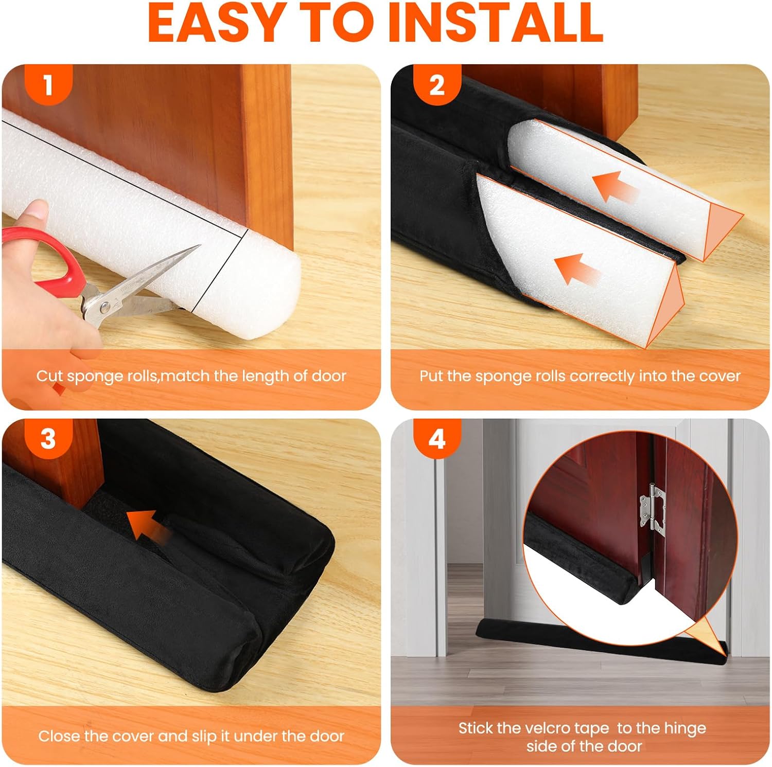 GDHOMM Adjustable Door Gap Weather Stripping Draft Stopper 30-36 Inches Black