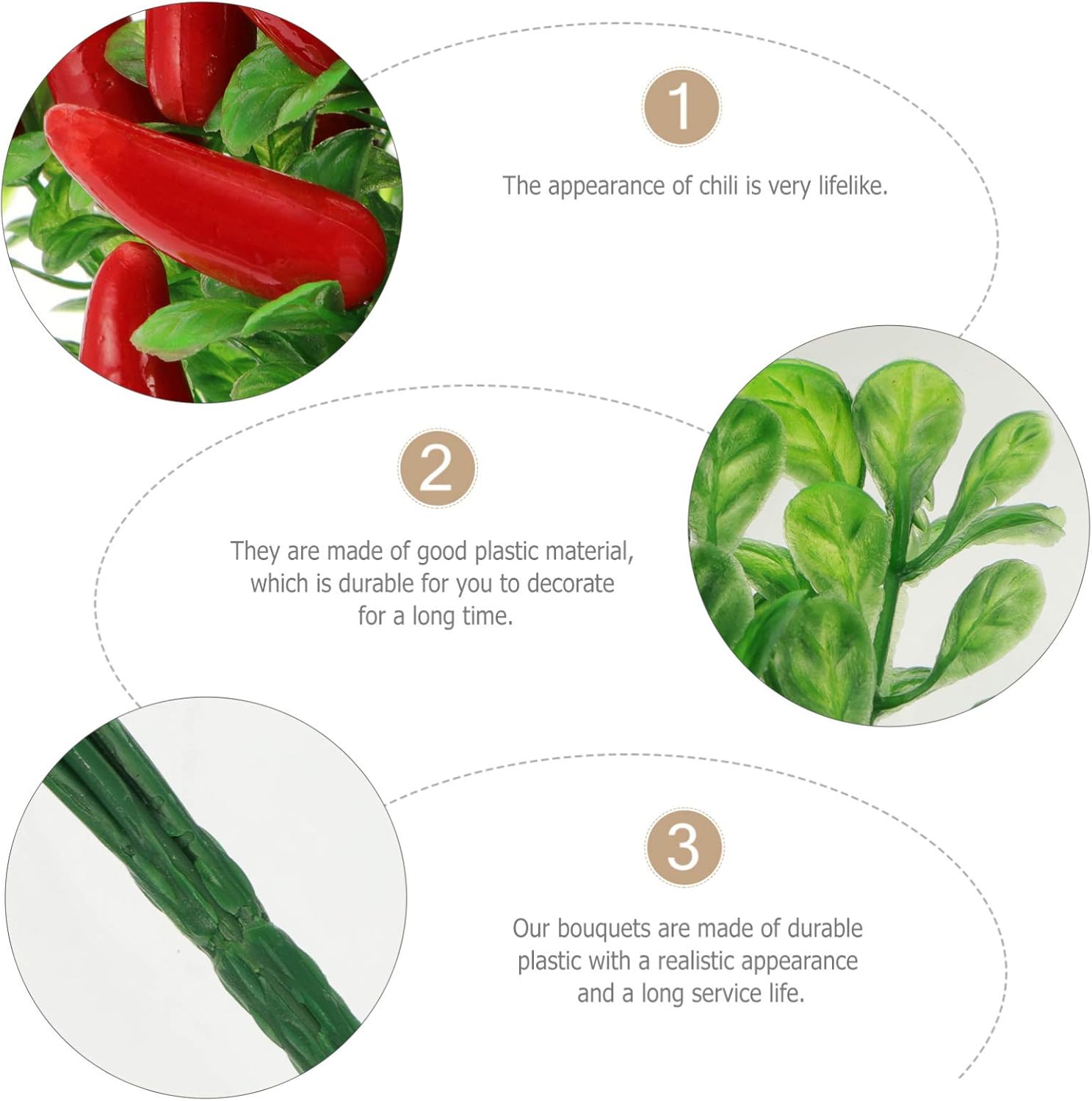 4pcs Vibrant Plastic Chili Pepper Bouquet Artificial Decor