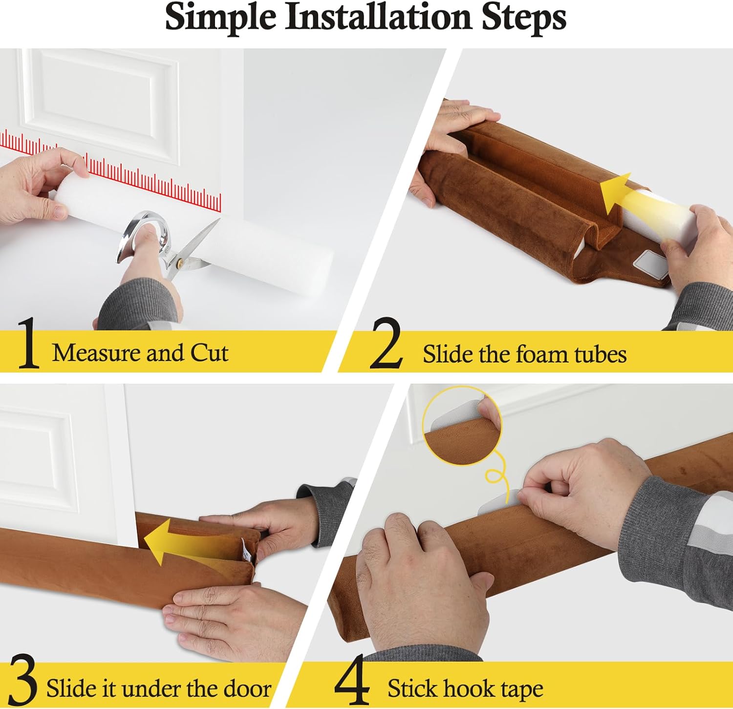 Fowong Door Draft Stopper 36 Inch Soundproof Seal Brown