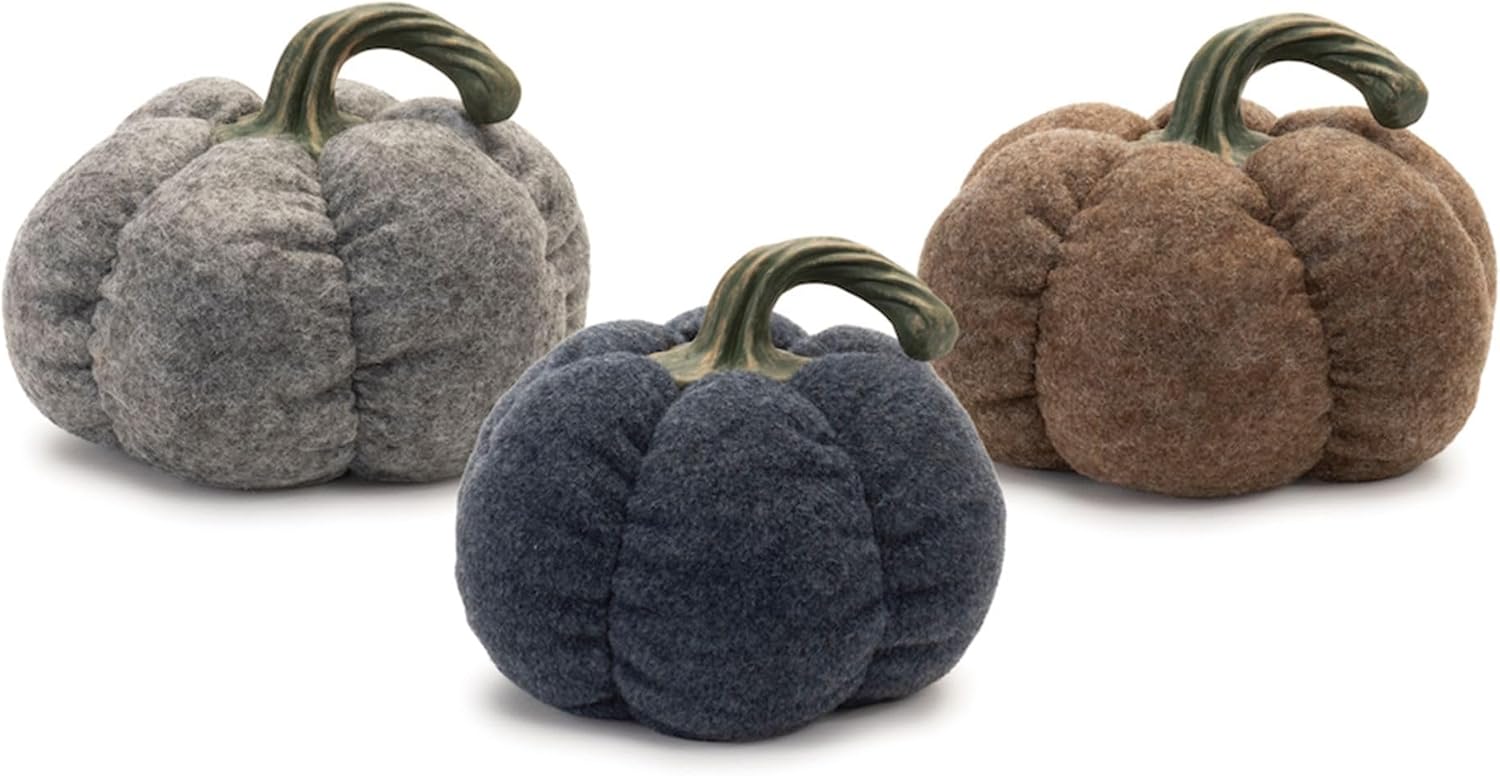 Melrose Plush Pumpkin Fall Decorations Set of 3