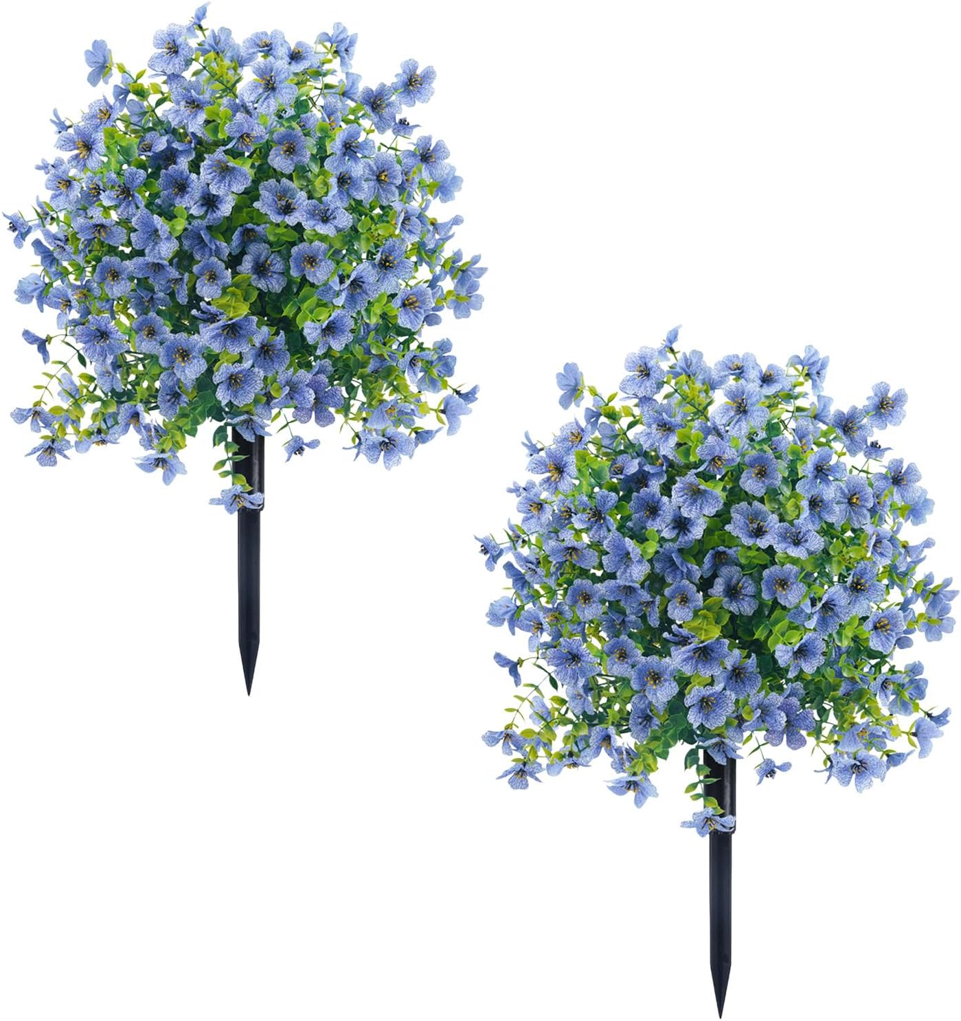 23in Artificial Violet Topiary Trees with Ground Spikes 2pc Blue