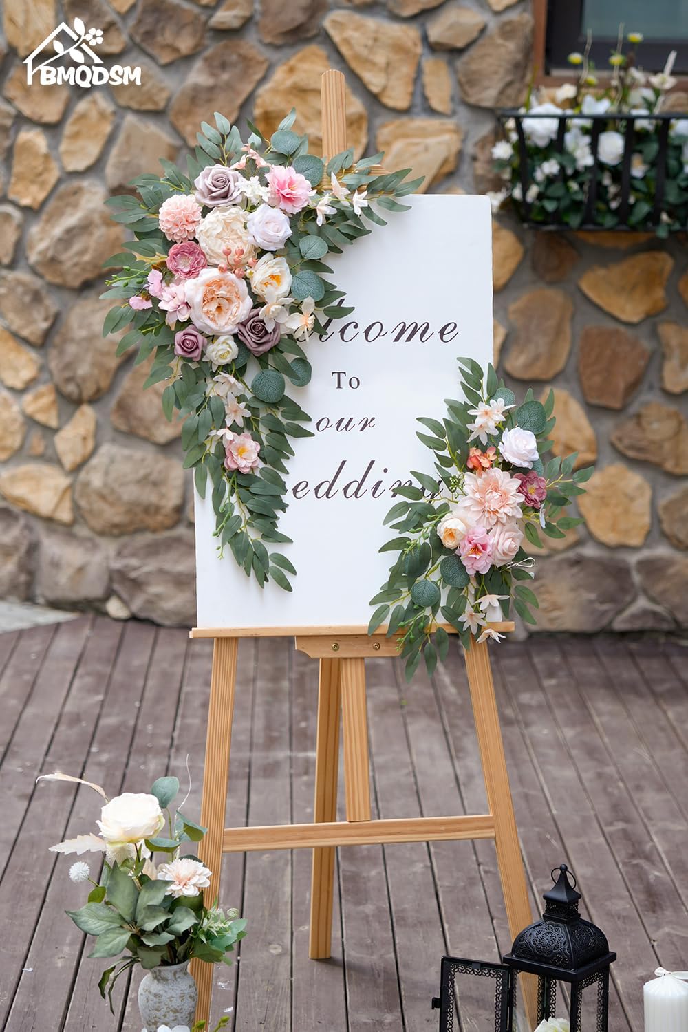 BMQDSM Faux Flowers Wedding Arch Kit Dark Pink