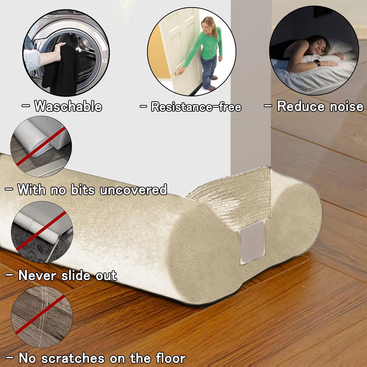 BKSAI Door Draft Stopper No Adhesive Noise Blocker