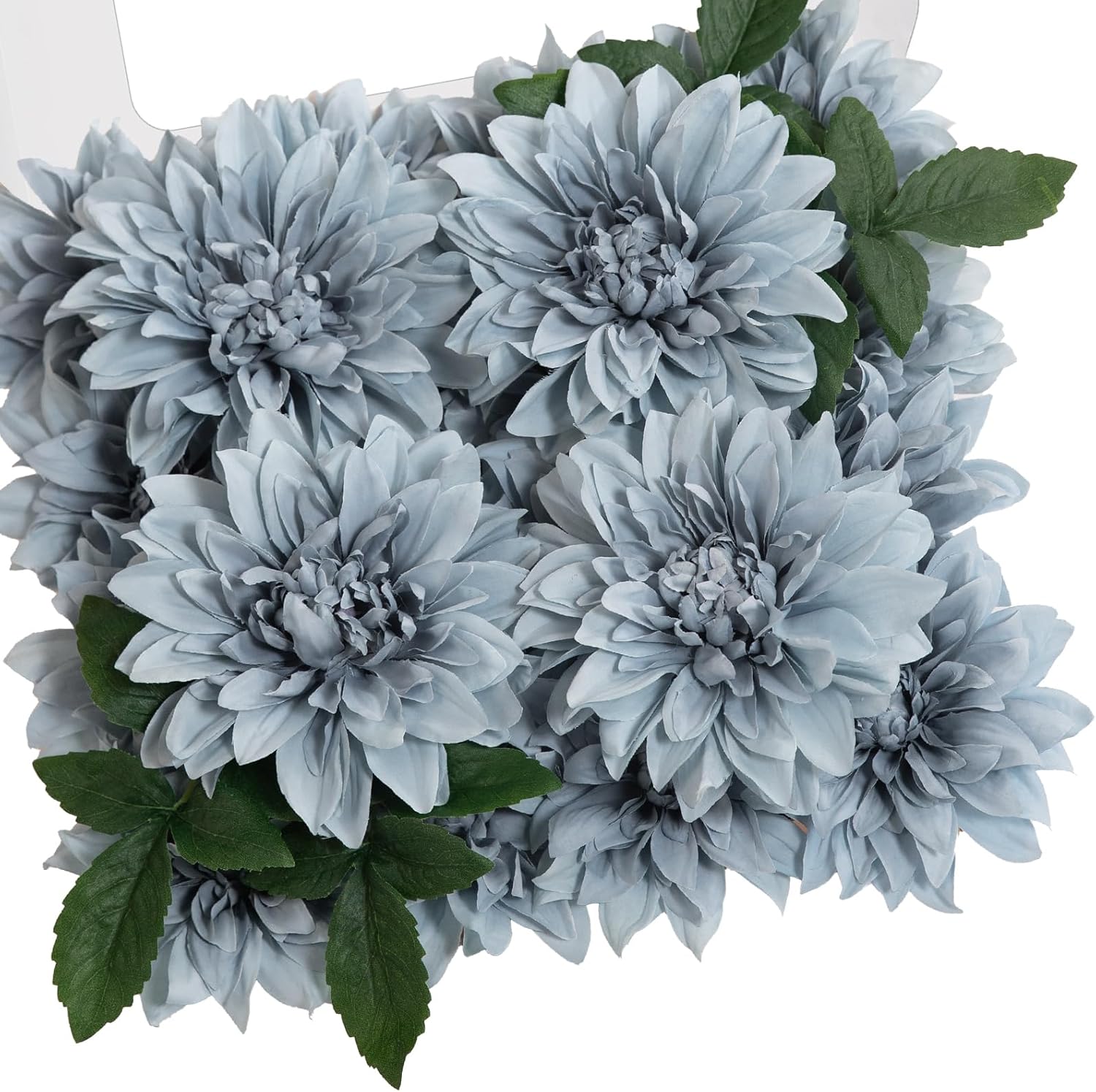 TINGE TIME 20pcs Silk Dahlia Artificial Flowers Dusty Blue