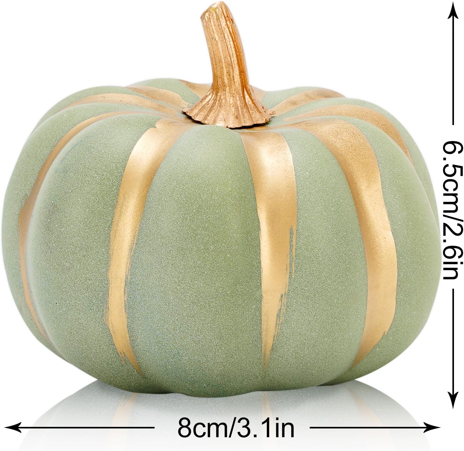 Whaline Green Artificial Pumpkins with Gold Edges 12Pcs