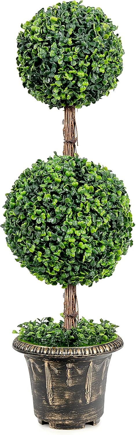Goplus 3 Ft Artificial Boxwood Topiary Tree