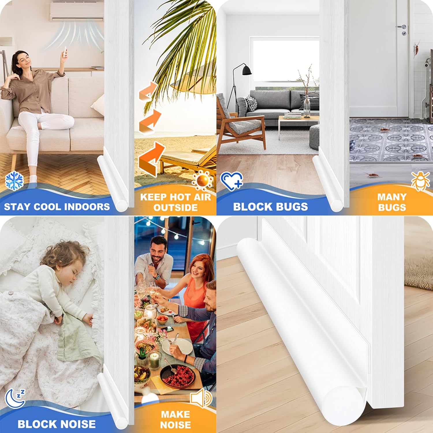 MAXTID 36 Inch Door Draft Stopper White Seal Strip