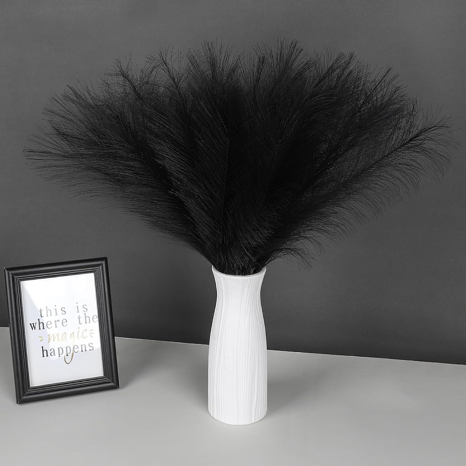 SeptCat 30 Pcs Black Pampas Grass Decor