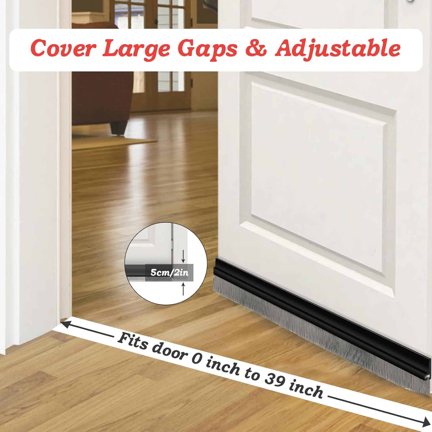 2 Pcs Door Sweep with Brush and Self Adhesive Seal