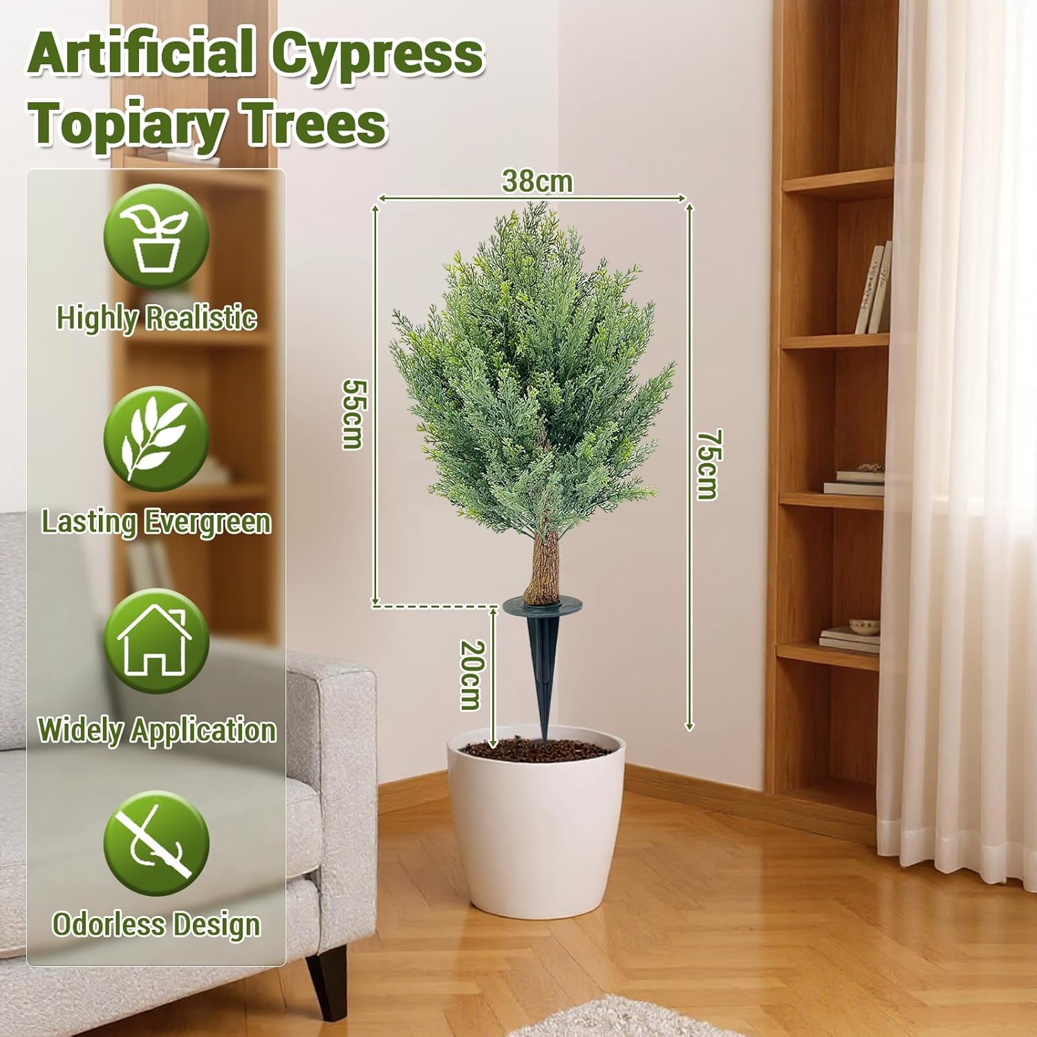 30 Artificial Cypress Topiary Ball Trees Set of 2