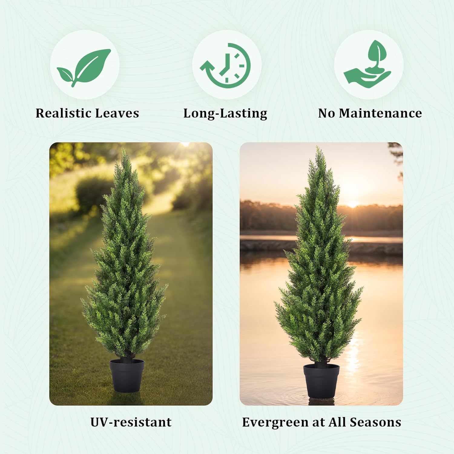 4FT Artificial Cedar Topiary Trees Set of 2