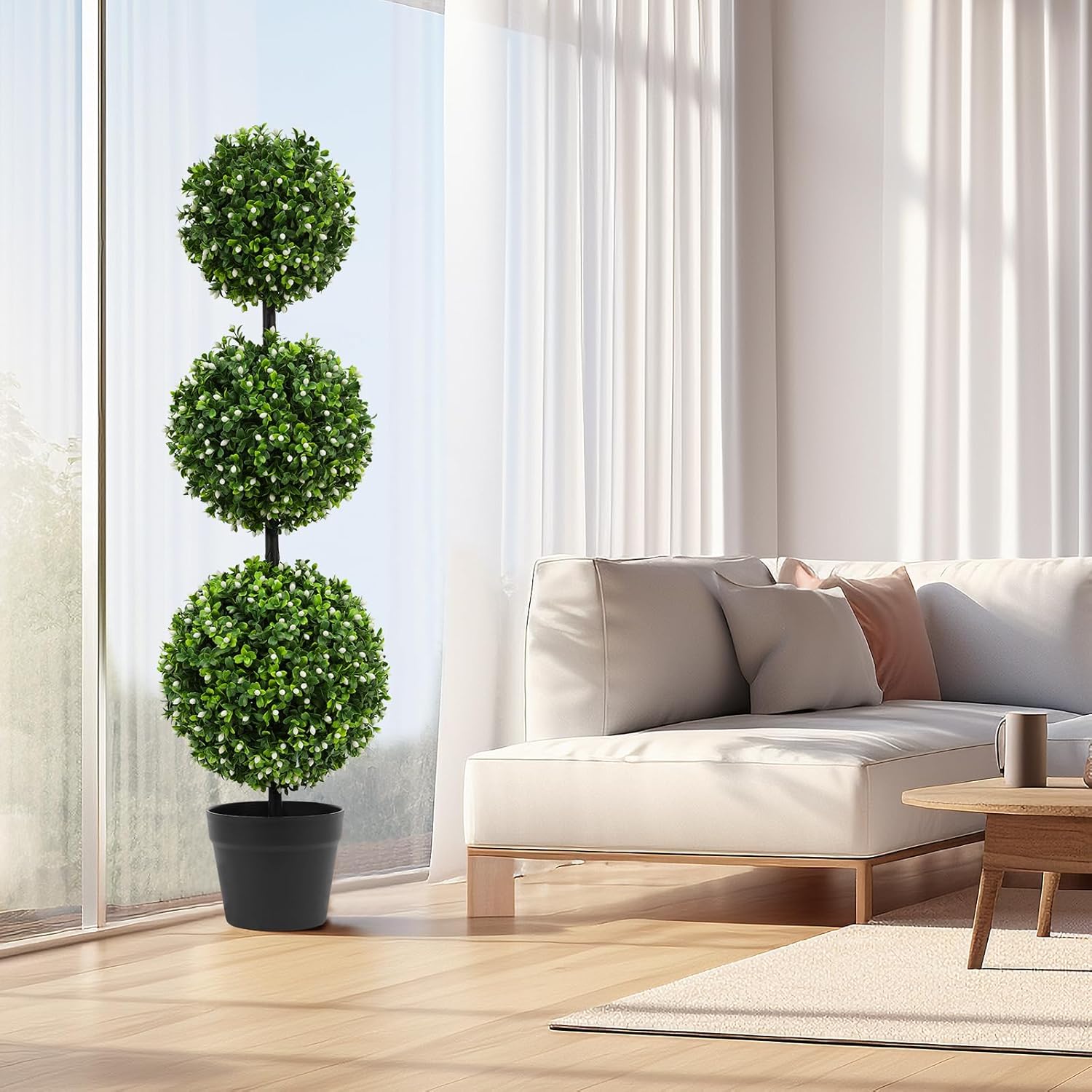 LUWENER 3FT Artificial Boxwood Topiary Set
