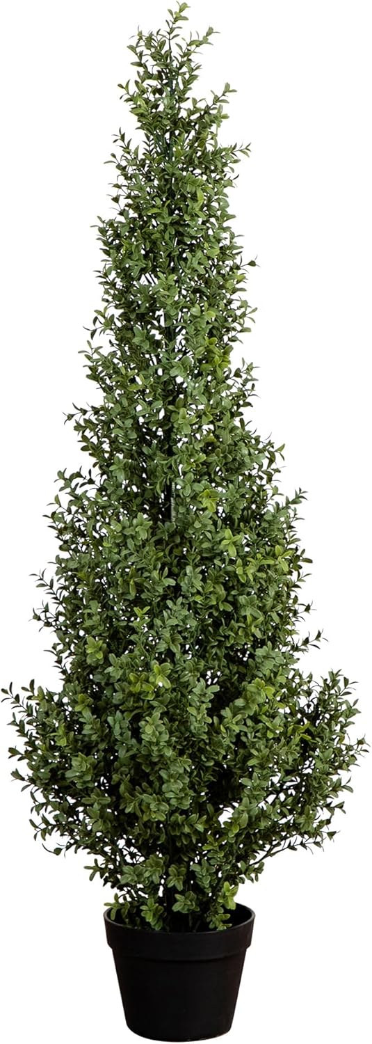 Nearly Natural 4ft UV-Resistant Artificial Boxwood Topiary Tree with Planter