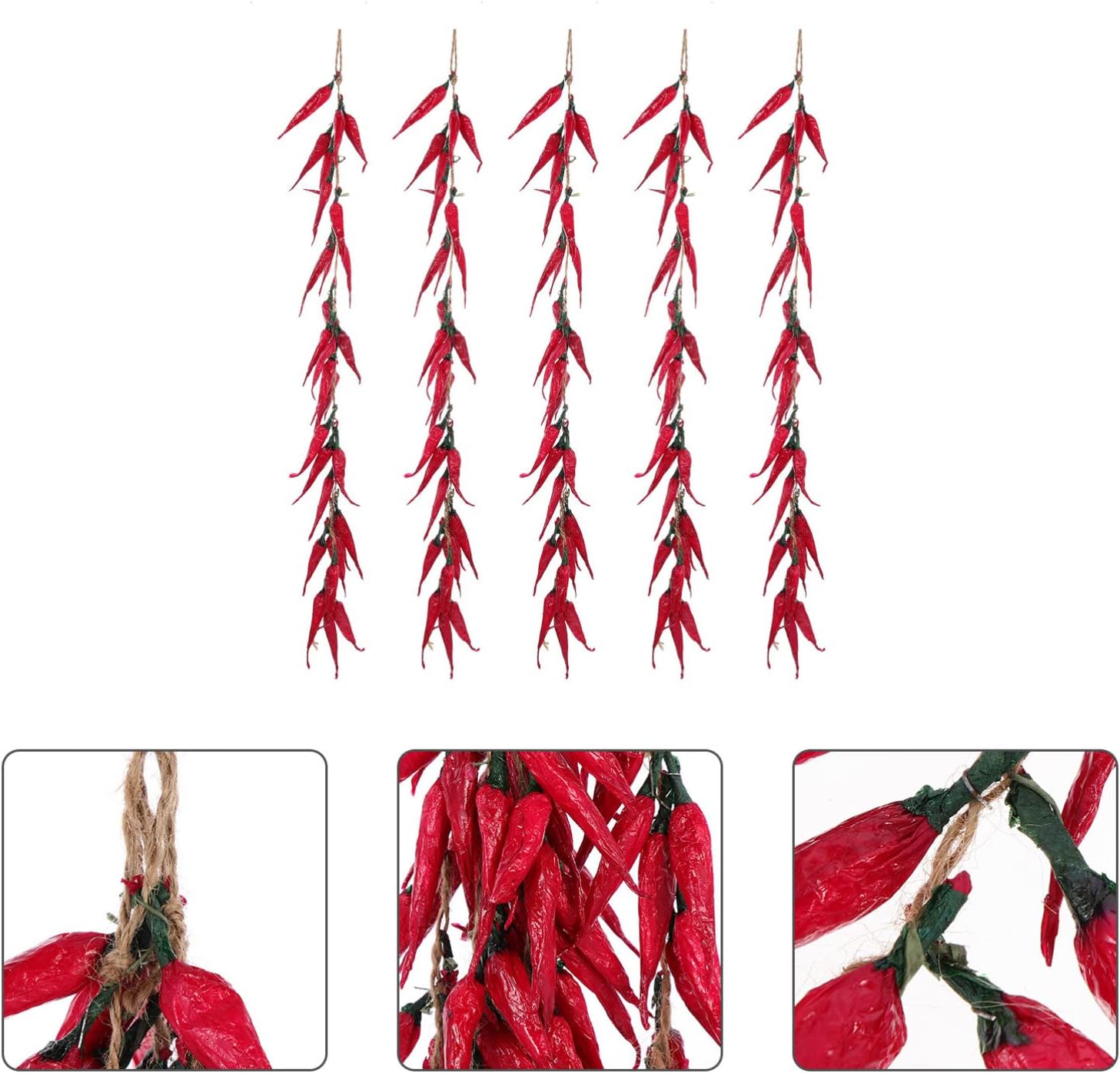Happyyami 5pcs Artificial Chili Peppers Hanging Decorations