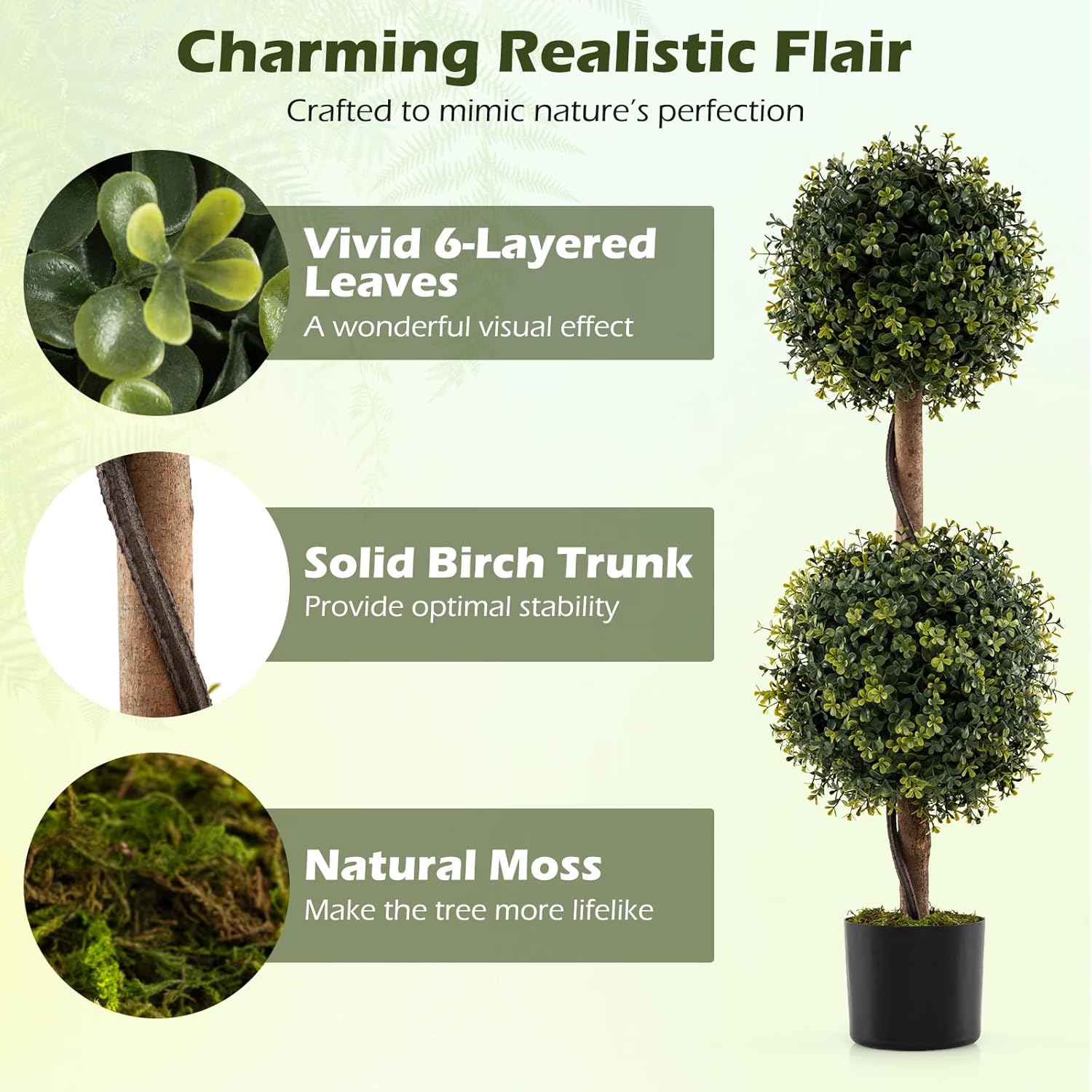 Goplus 3 Ft Artificial Boxwood Topiary Trees Set of 2