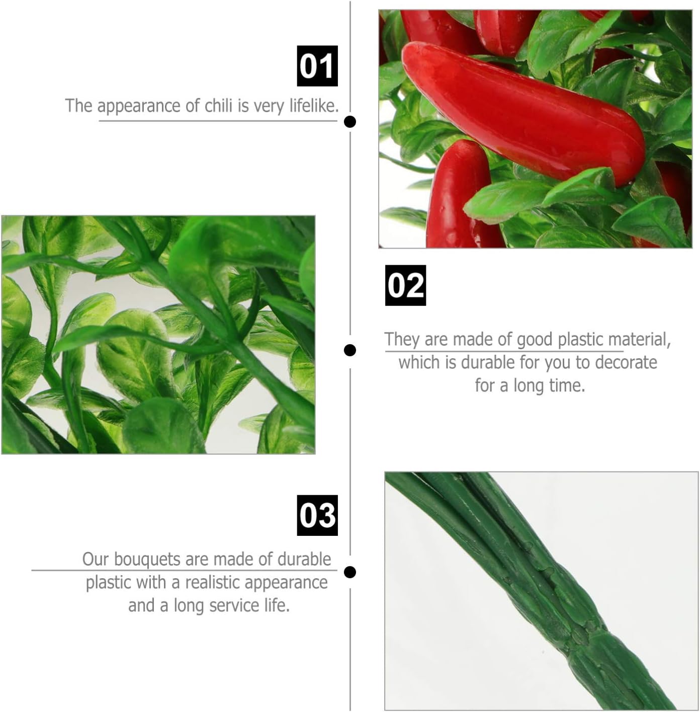 4pcs Vibrant Plastic Chili Pepper Bouquet Artificial Decor